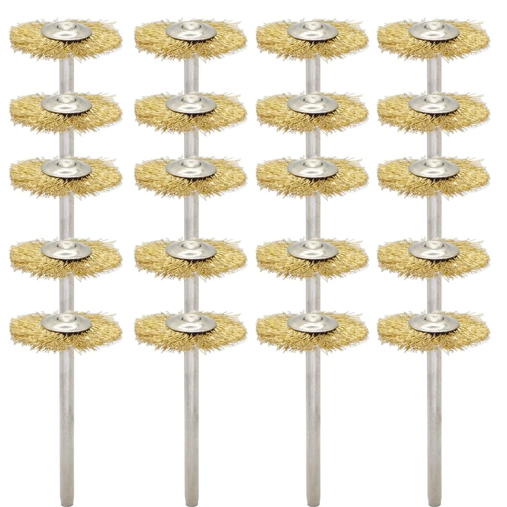 Top-Quality 20PCS T-shaped Brass Wire Brushes – Metal Rust Removal Cleaning and Polishing – 22mm Diameter 1 8″ 3mm Shaft – Removes Burrs and Oxide Layer Stylish