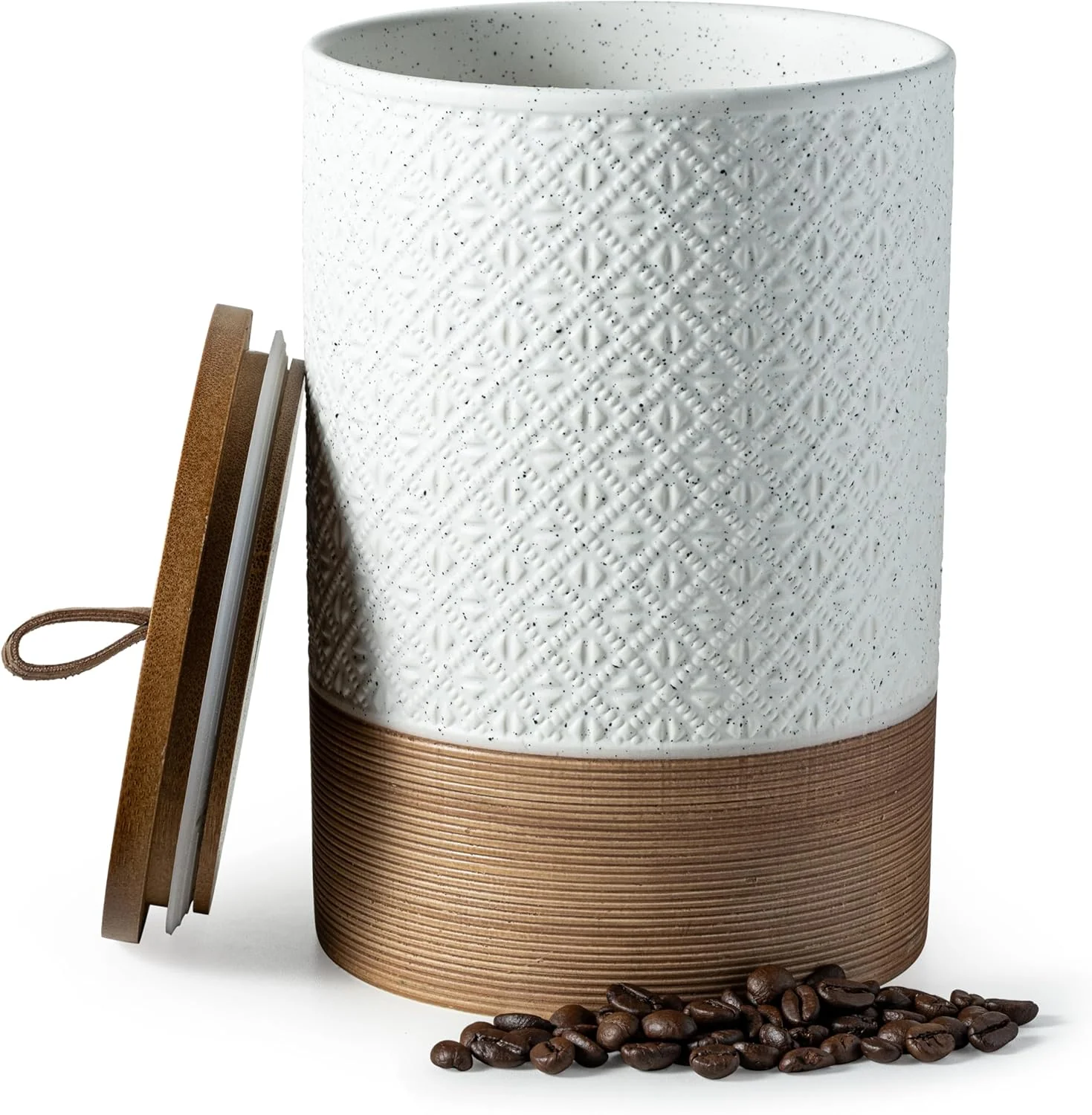Genuine Large Jar with Lid Ceramic Coffee Container Kitchen Food Storage Jars with Airtight Lids for Spice Cookie Ground Coffee Breathable