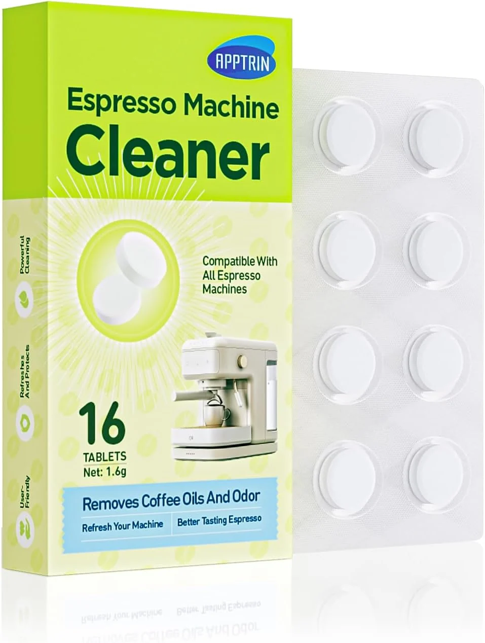 Trendy Espresso Machine Cleaning Tablets 16 Pack Coffee Machine Descaler Compatible with Breville Gaggia Delonghi Jura Fast
