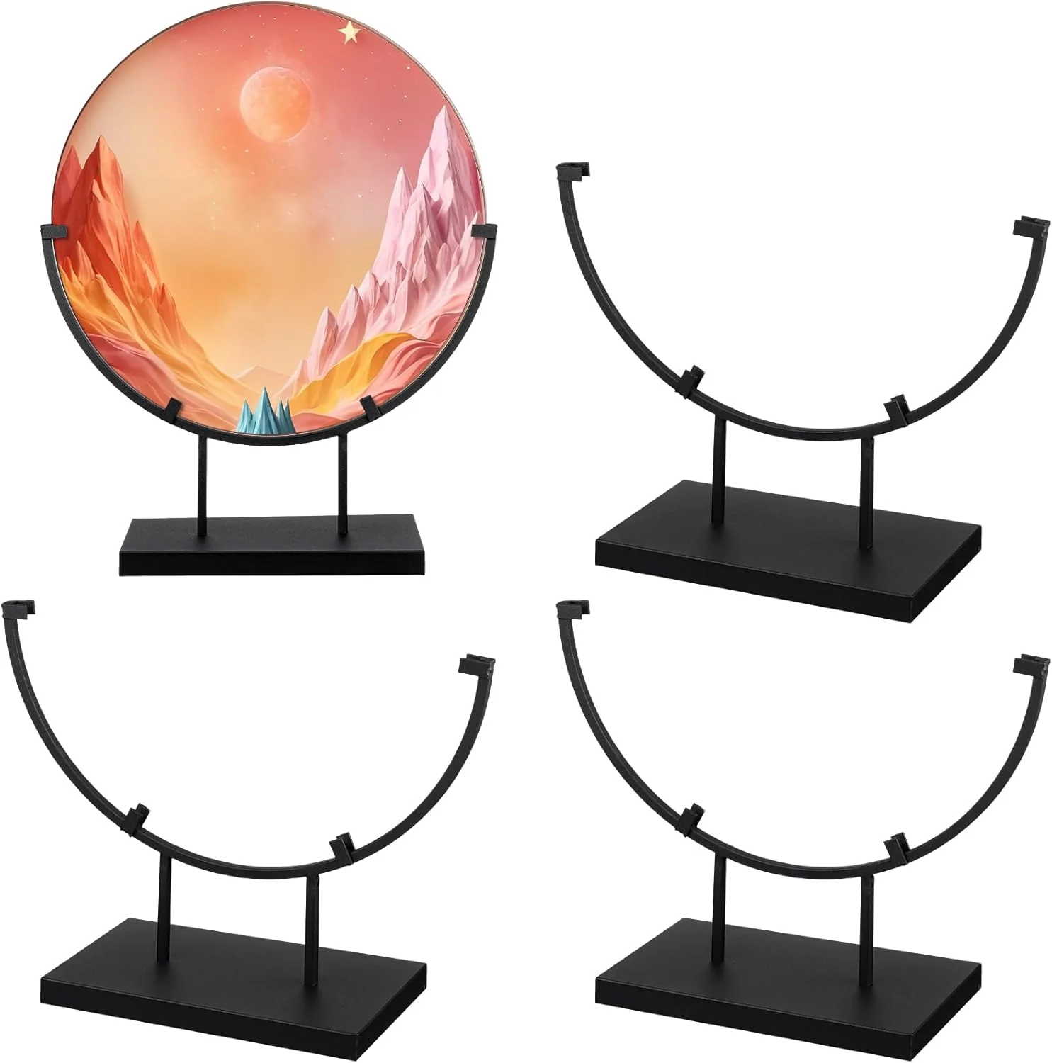 Exceptional Blulu 4 Pcs 12 Inch Round Metal Display Stands for Stained Glass Art Fused Display Stands Decorative Fused Glass Art Base for Plate Picture Platter Sophisticated