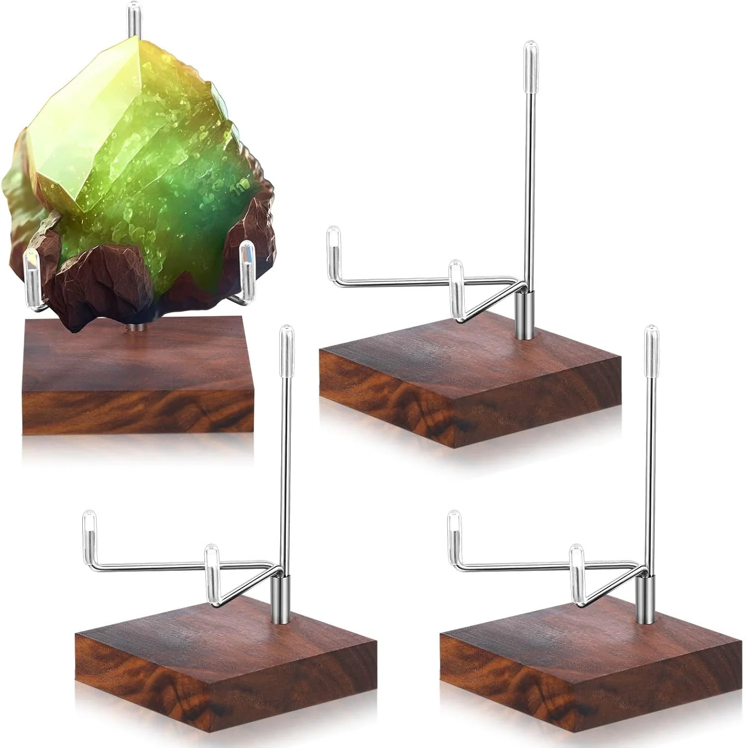 Responsible Wenqik 4 Pcs Crystal Display Stand Rock Display Stand Adjustable Metal Arms with Wooden Base Geodes Rock Agate Mineral Easel Holder for Collectibles 2.56 x 2.56 x 4.33 Inch Silver User-Friendly