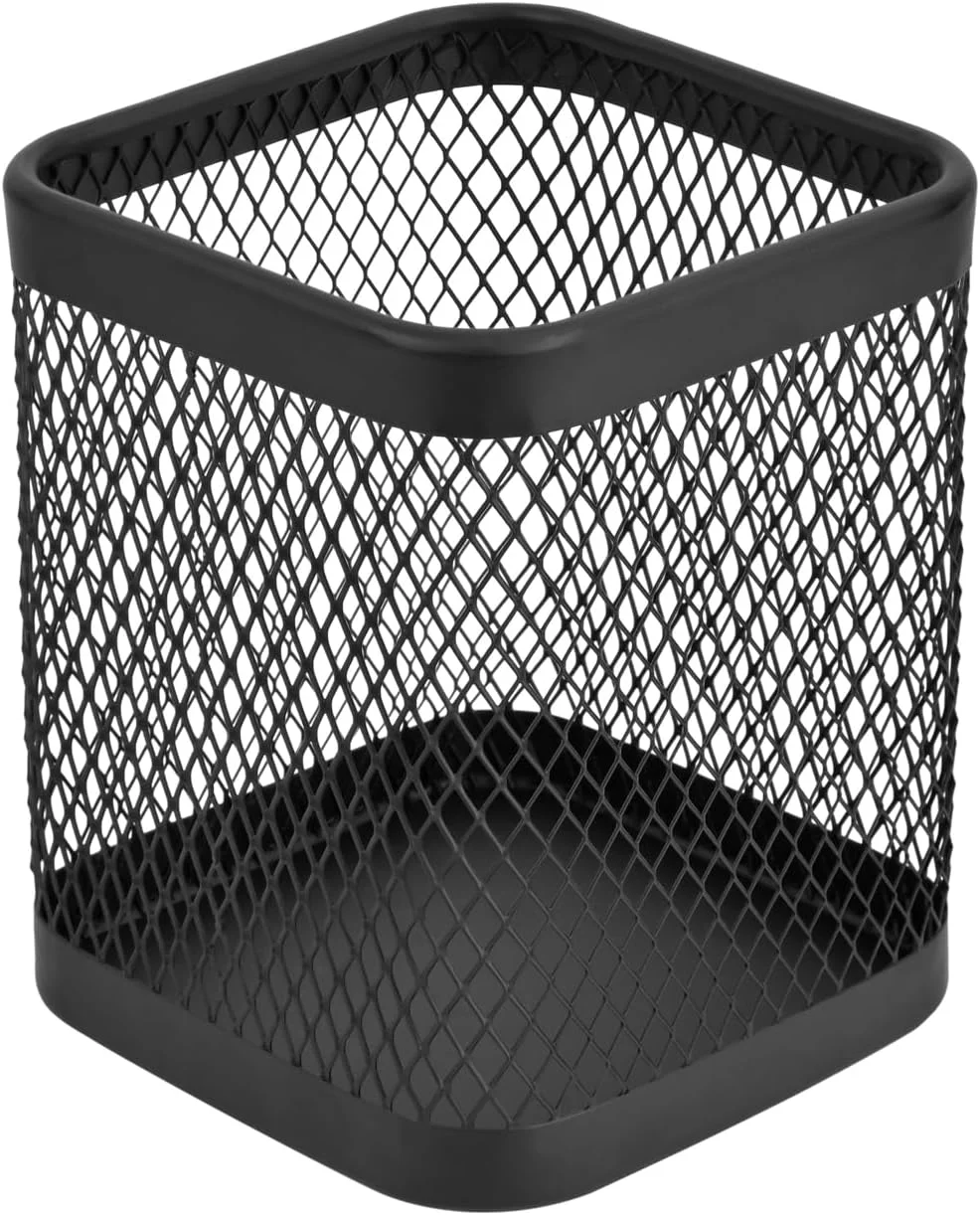 Trusted Iberg Rotating Utensil Holder Coffee Pod Basket – 360° Spinning Base Mesh Metal Organizer for Kitchen Tools Black Square Elite