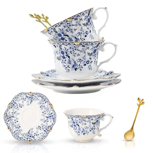 Superior Country Roses Bone China Tea Cup and Saucer Set 6 Count Reliable