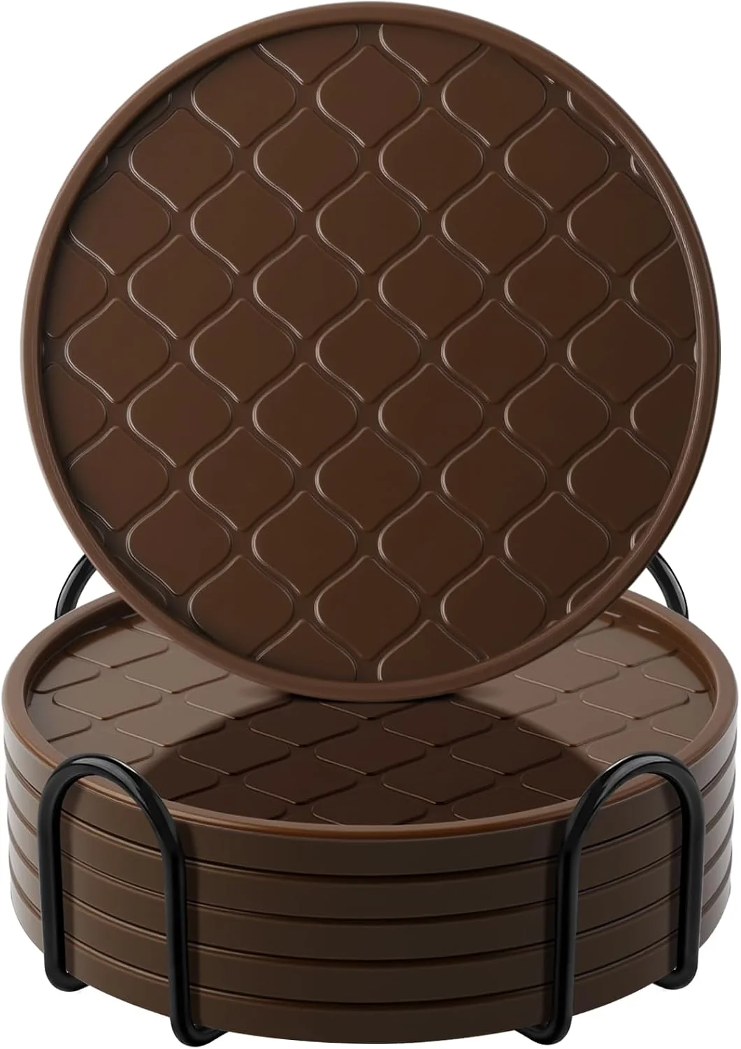 Smooth Coasters Set of 6 Hot or Cold Drink Coasters with Holder Modern Style Coffee Table Coaster Suitable for Kinds Cups Beer Drink Anti-Overflow Tabletop Protection Coffee 6pcs Luxury