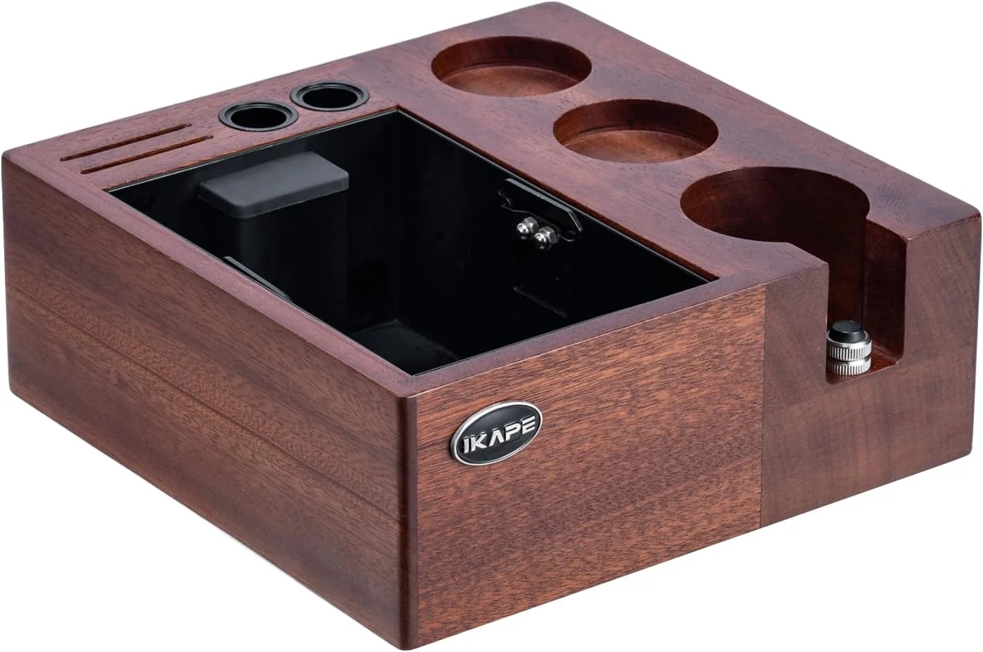 Proven IKAPE V2 Espresso Knock Box Espresso Coffee Organizer Box Fit for Storage 51mm 53 54mm 58mm Espresso Tamper Distributor Portafilter amp Puck Screen Accessories Natural Walnut Station Base 8 IN One Genuine