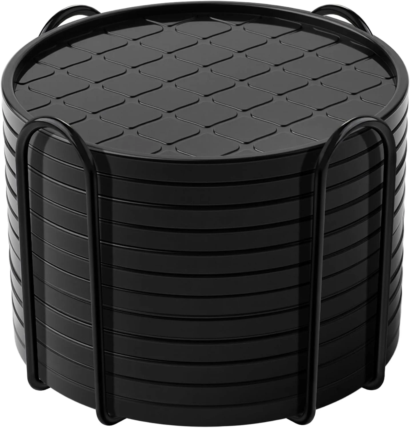 Traditional Coasters Drink Coasters Set of 8 with Holder Black 12pcs Modern