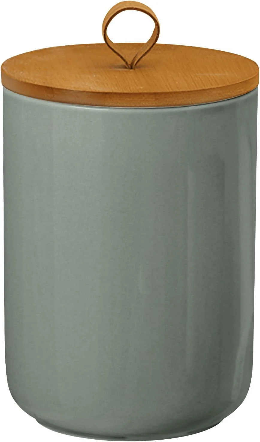 Optimized Large Ceramic Storage Jars Modern Elegant Highly Polished Airtight Gorgeous Storage Canisters with Wooden Lid Food Storage Jar for Kitchen Spice Tea Environmentally Friendly