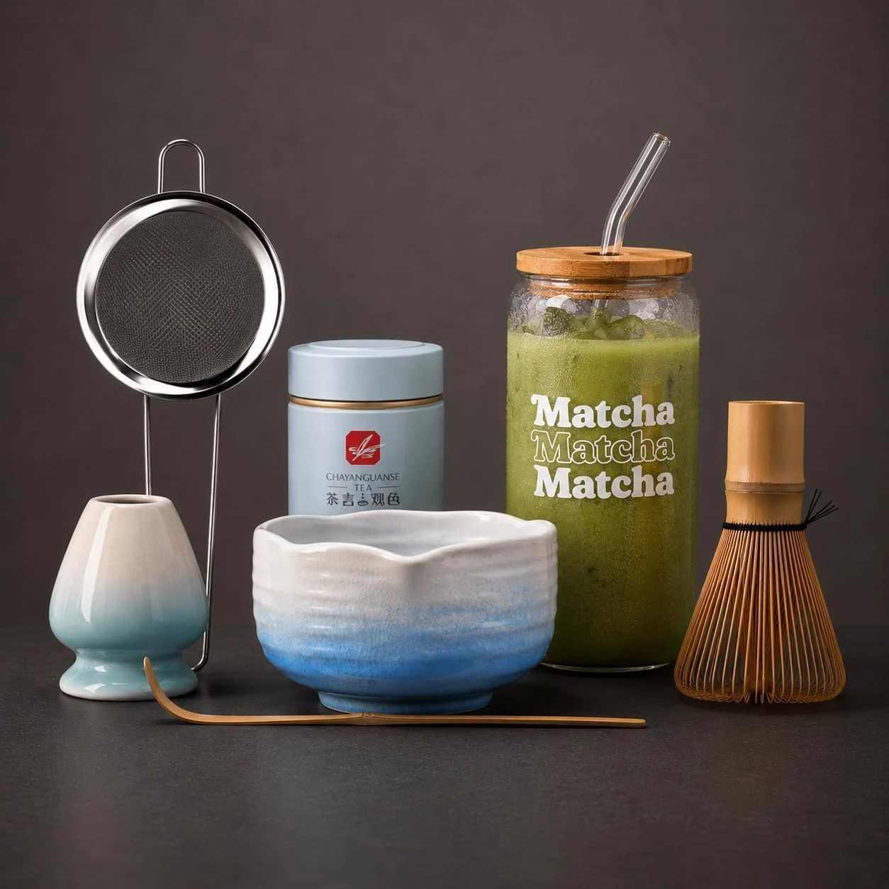High-Quality BARISTA EMPEROR® PREMIUM 8pcs MATCHA WHISK SET – Professional Matcha Kit Set with Matcha Bowl Matcha Whisk Matcha Glass Glass Straw Storage Container Sifter Scoop – Aesthetic Matcha Set Kit Exclusive