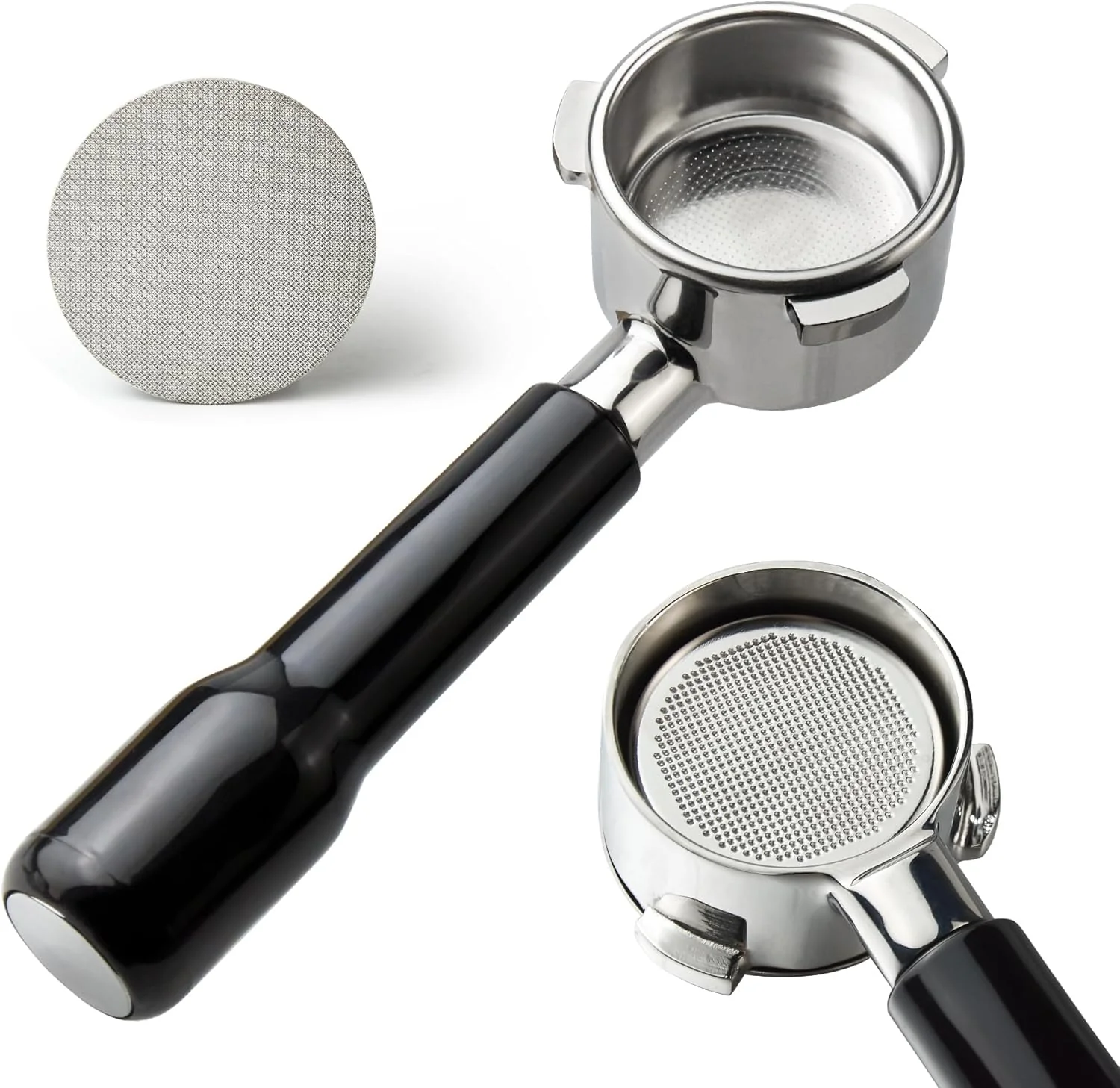 High-Performance 54 mm Bottomless Portafilter with Puck Screen 3 Ears Espresso Portafilter Compatible with Breville Barista Express Machines Smooth