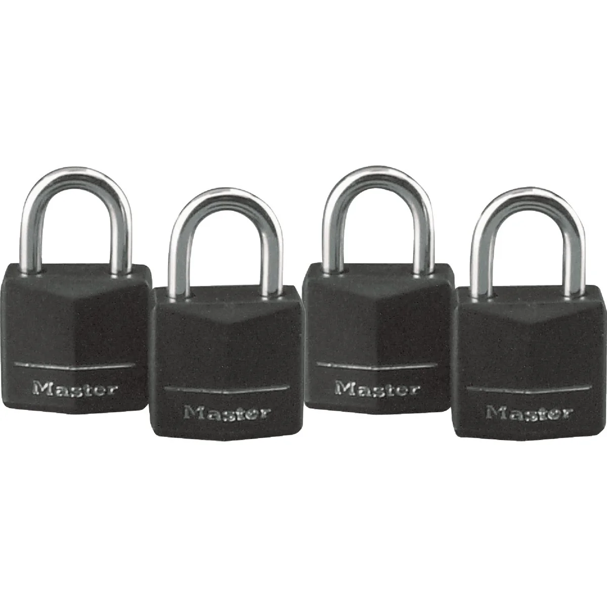 Authentic Master Lock 3 4 In. W. Black Covered Keyed Alike Padlock 4-Pack Carefully Designed