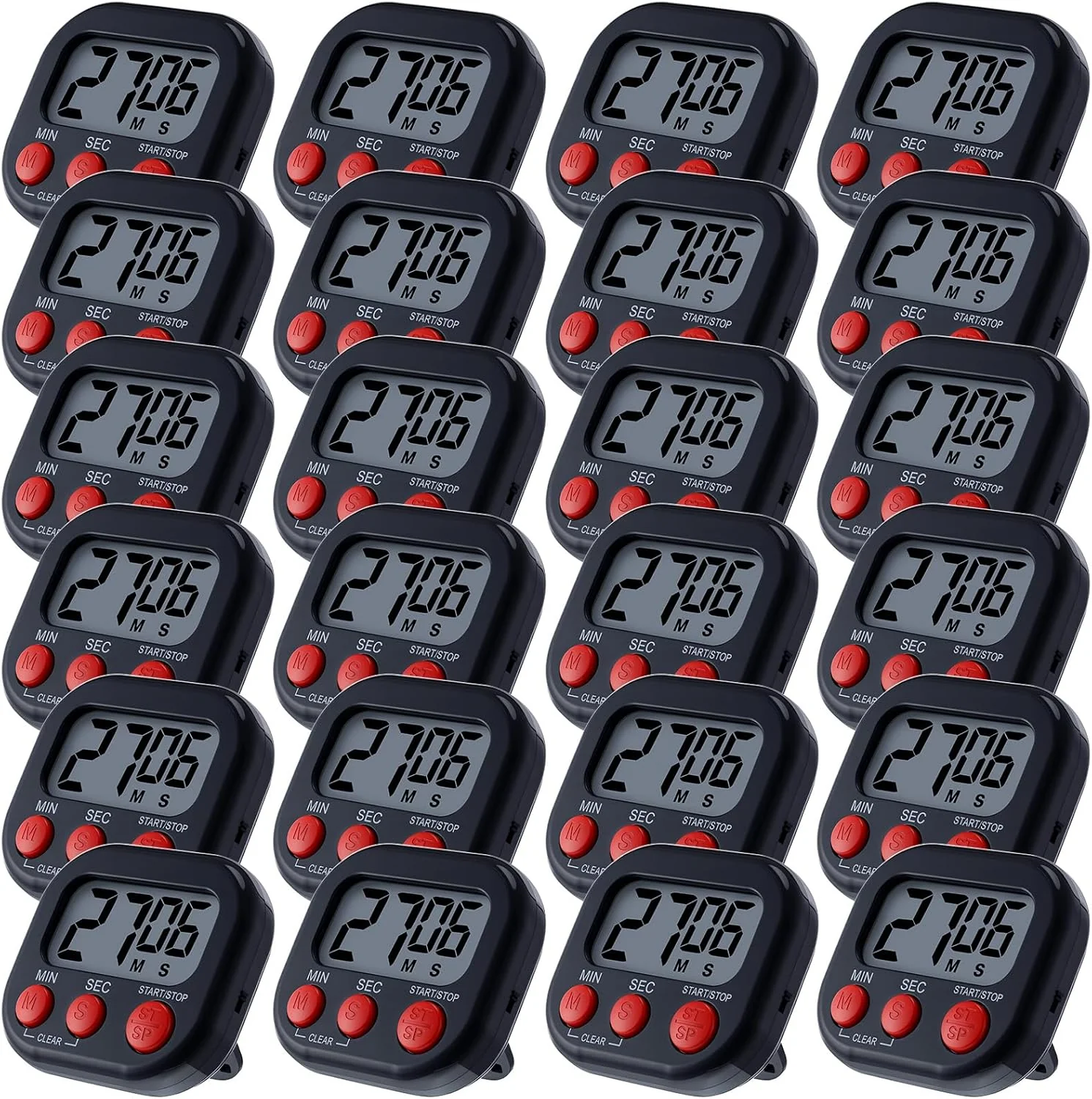 Powerful Leumoi 24 Pcs Digital Kitchen Timers Magnetic Back Timers Bulk Large Screen Loud Alarm On Off Switch Minute Second Count up Countdown Memory Setting Fashionable