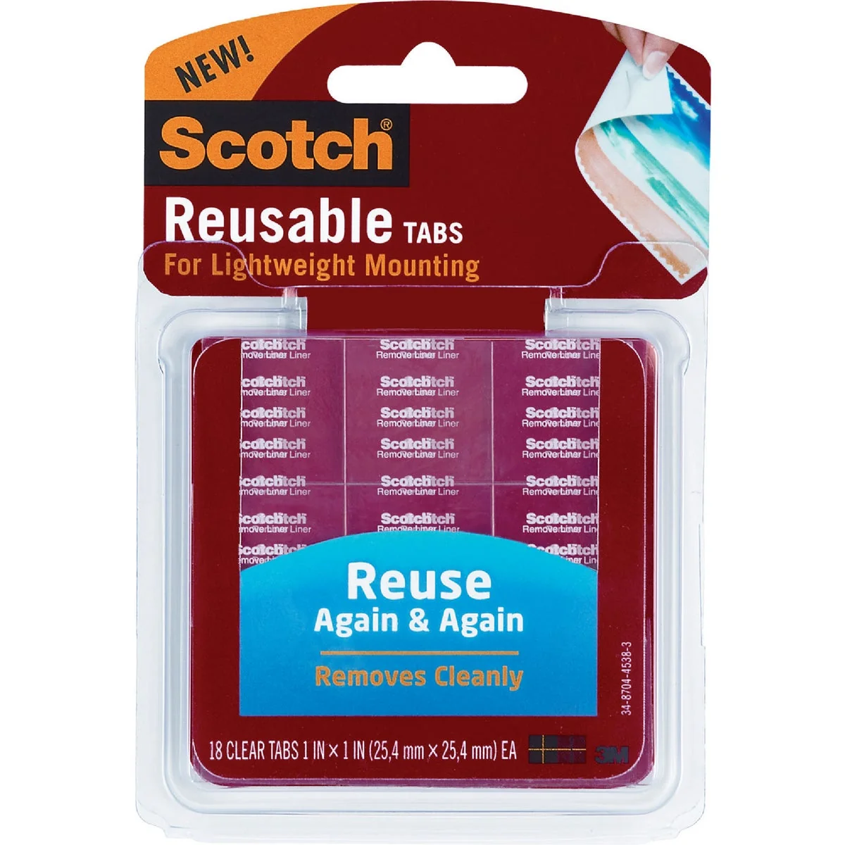 Expertly Made 3M Scotch 1 In. x 1 In. 1 Lb. Capacity Reusable Mounting Tabs 18-Pack Selected