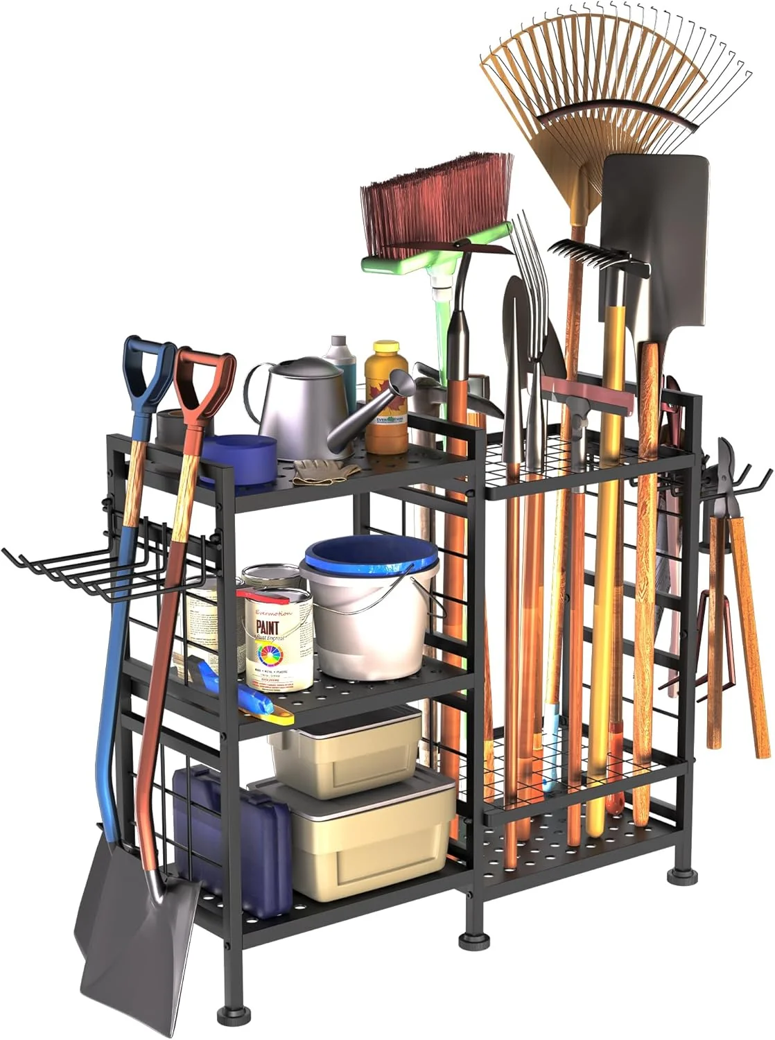 Elite Giotorent 6 Tier Garden Tool Organizer Garage Storage and Organization Metal Yard Tools Storage Rack Heavy Duty Garden Tool Organizer for Garage Carefully Designed