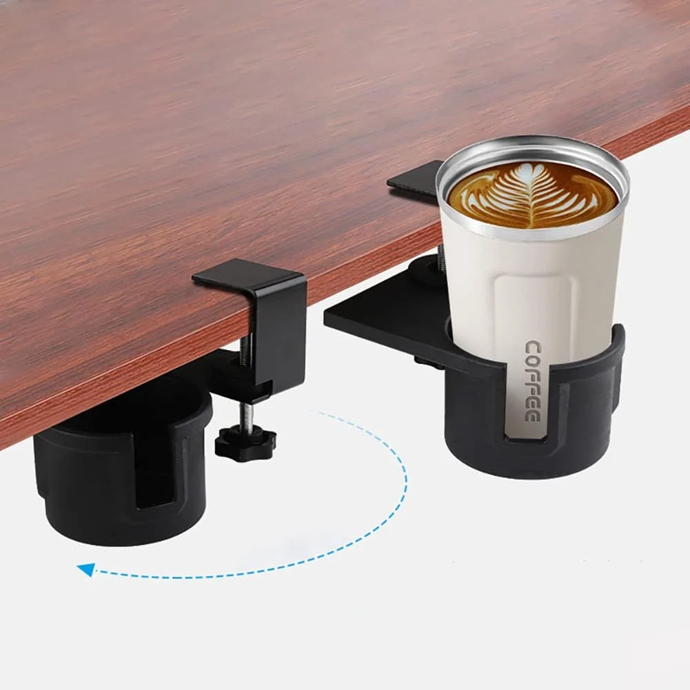 Contemporary Desk Cup Holder 180° Rotating Under Table Cup Holder Anti-Spill Water Bottle Stand Coffee Mug Storage for Home Office and School Next-Generation