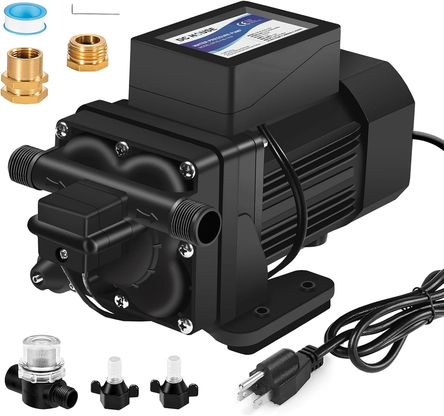 Advanced DC House Brushless 110V Water Pressure Transfer Pump 6.0 GPM 55 PSI Self Priming On Demand Electric Water Diaphragm Pump 110 Volt AC for Home Garden World-Class