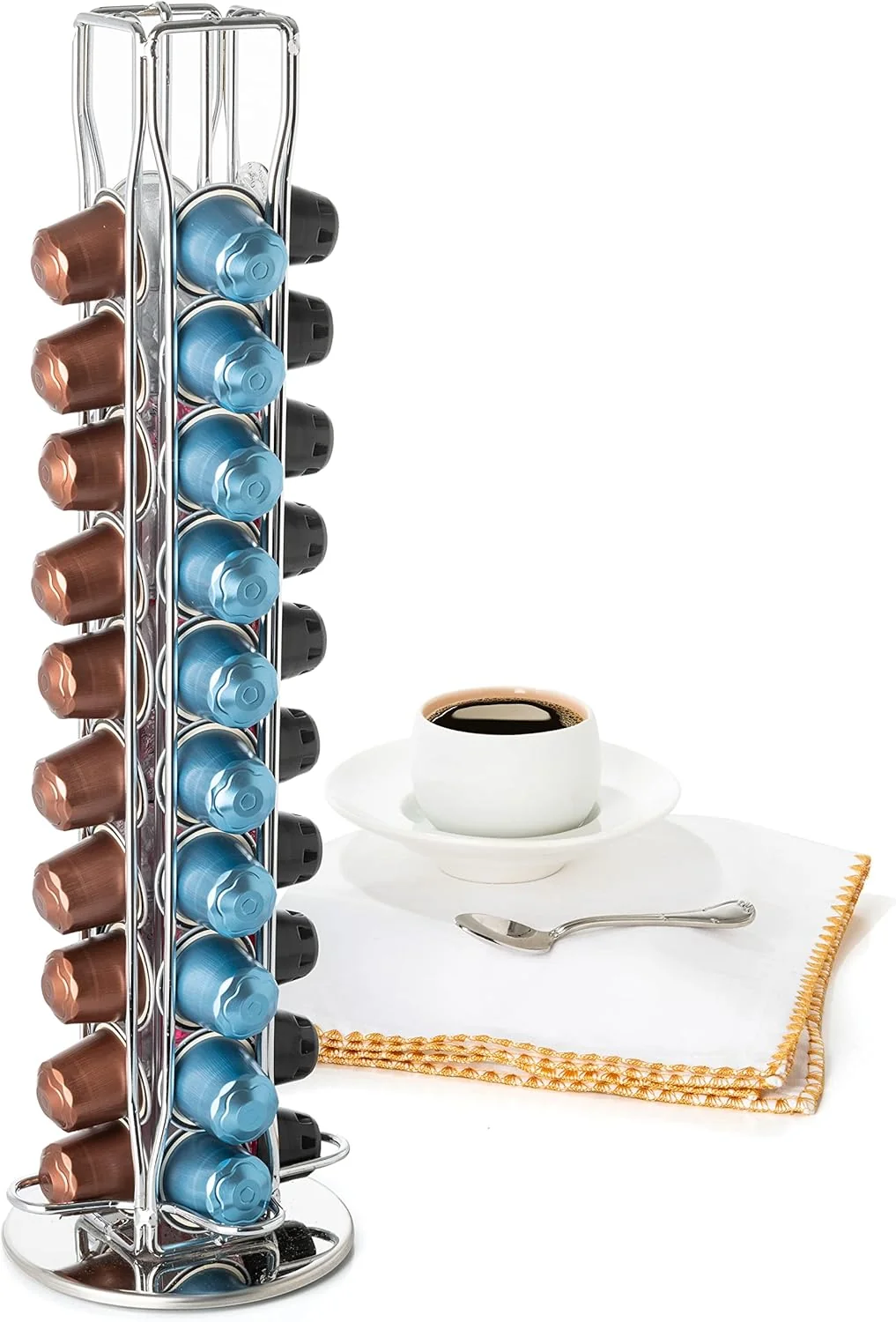 Comfortable Mixpresso Capsule Spinning Carousel Holder I 360 Degree Rotatable Coffee Capsules Holder Rack I Solid Base Holds 40 Coffee Pods Easy Access Expertly Made
