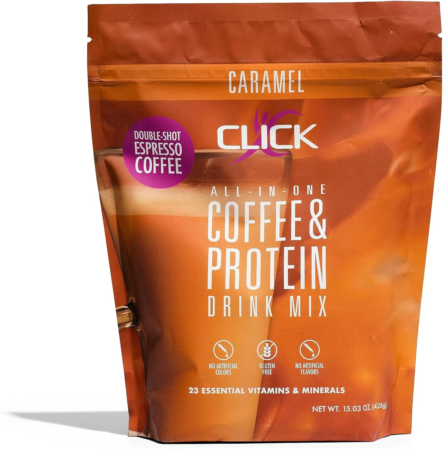 Artisan Click Coffee Protein Powder Double Shot Espresso 16g Protein 23 Essential Vitamins Low Calorie Meal 150mg Caffeine Gluten Refined