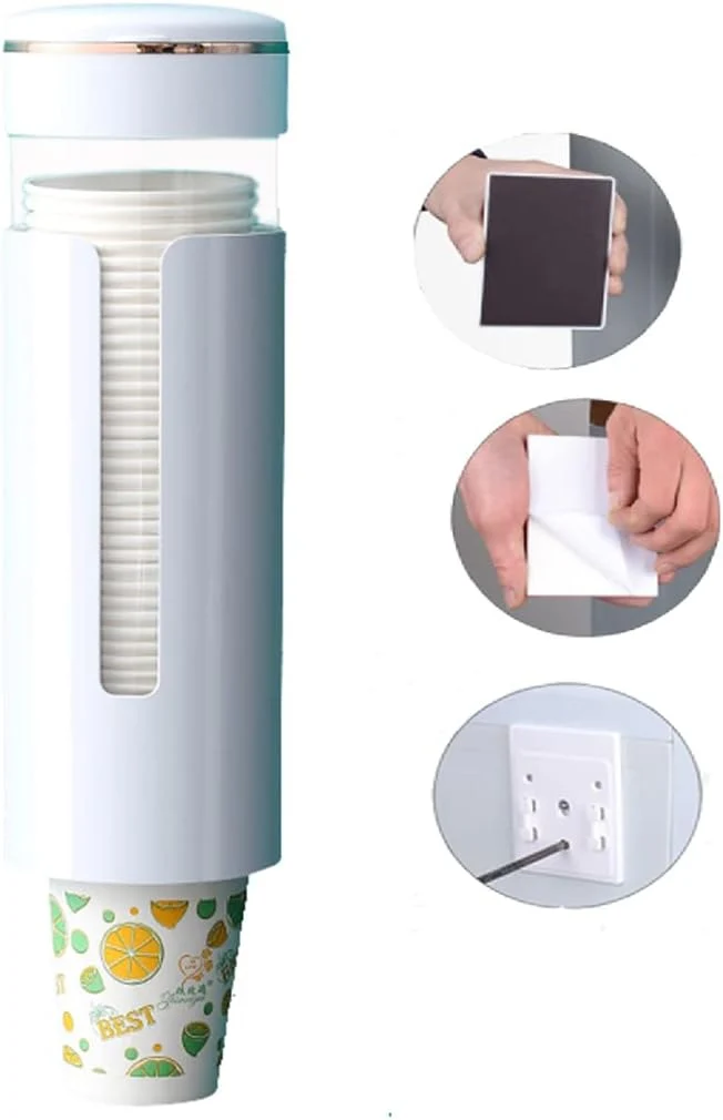 Responsible Coffee Machine or Water Dispenser Wall Mounted Disposable Cup Dispenser fits 3 to 8 oz Paper or Plastic Cup Organizer Luxury
