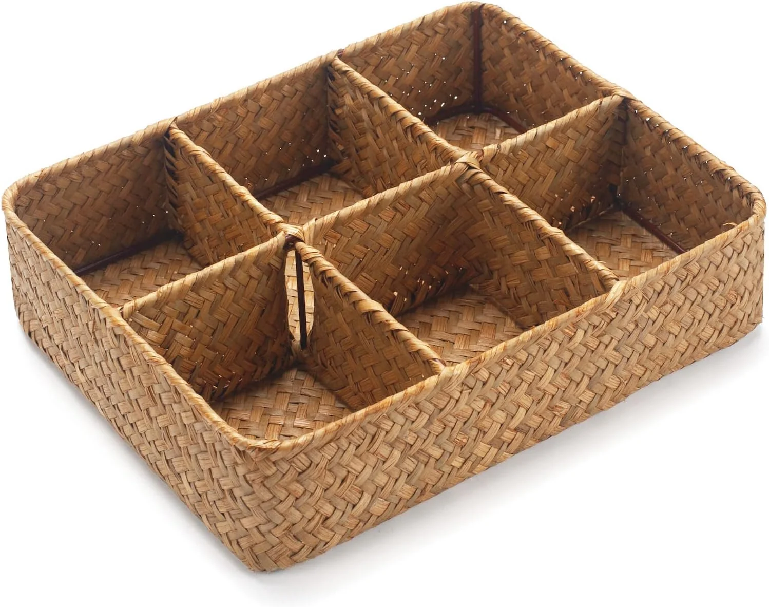 Fashionable Tea Bag Sugar Packet Holder Coffee Station Condiment Organizer Seagrass Storage Basket Clean