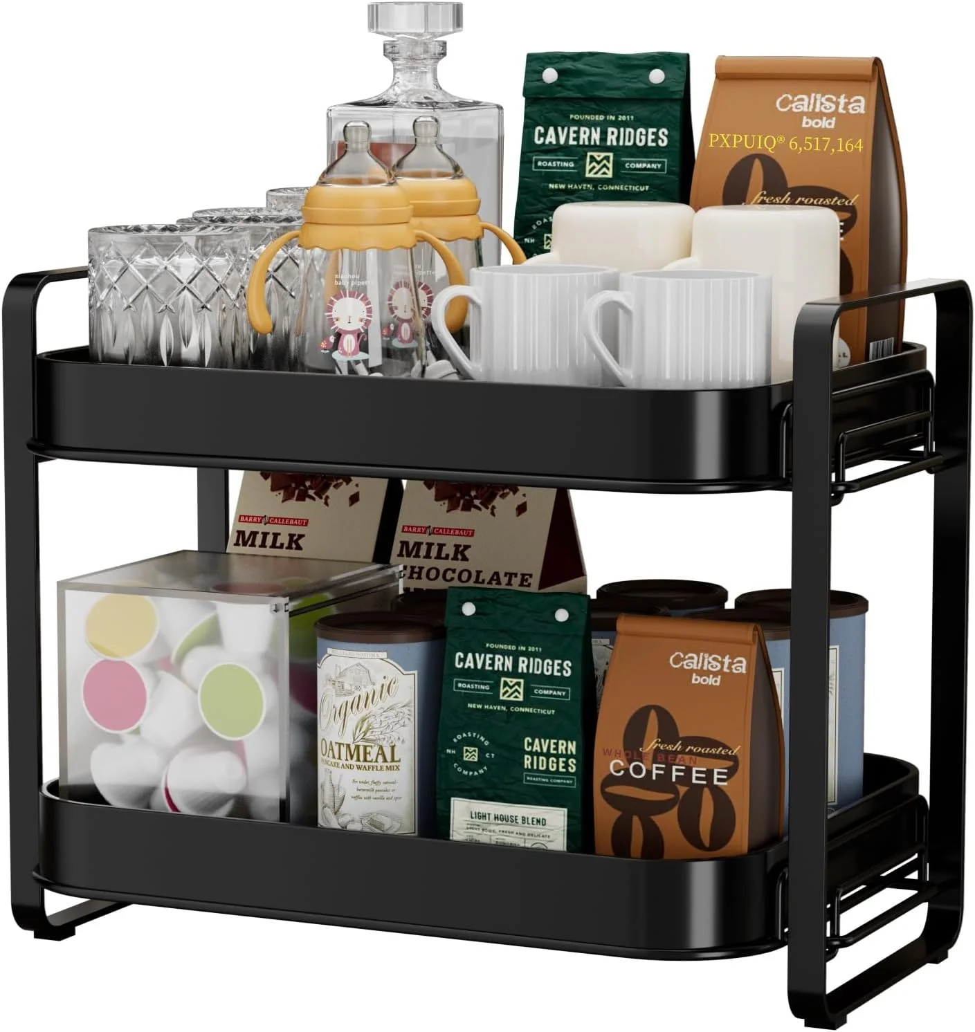 Sustainable 2-Tier Cup Drying Rack Coffee Bar Accessories with Drying Tray Coffe Mug Holder Rack for Countertop – Baby Bottle Organizer Sippy Cup Storage Premium Material