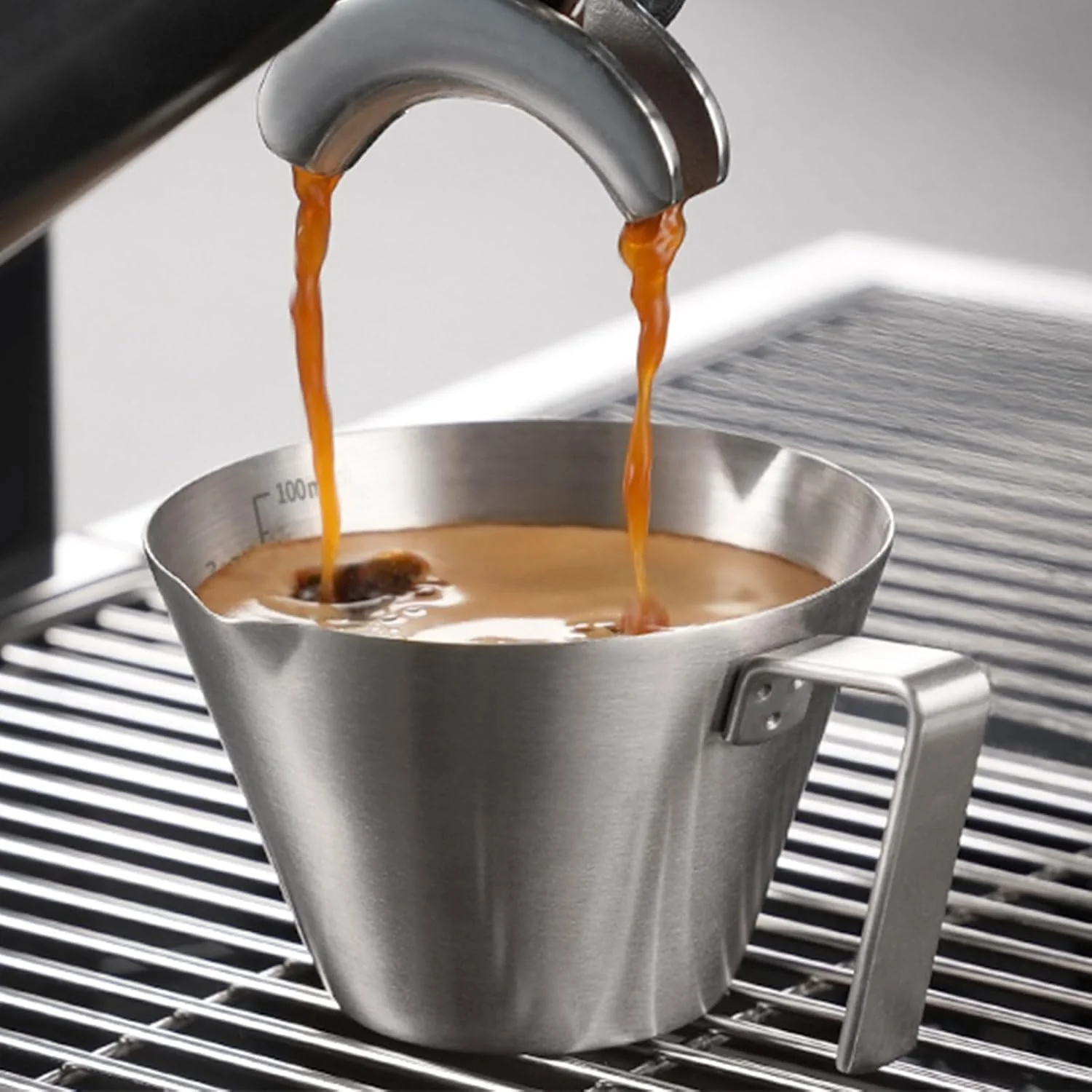 Quality YARRAMATE Stainless Steel Espresso Shot Cup 3.4oz 100ml Silver Heat Insulated Grip Stackable Dual-Scale Accuracy Easy to Rinse Clean Fits Espresso Maker Premium