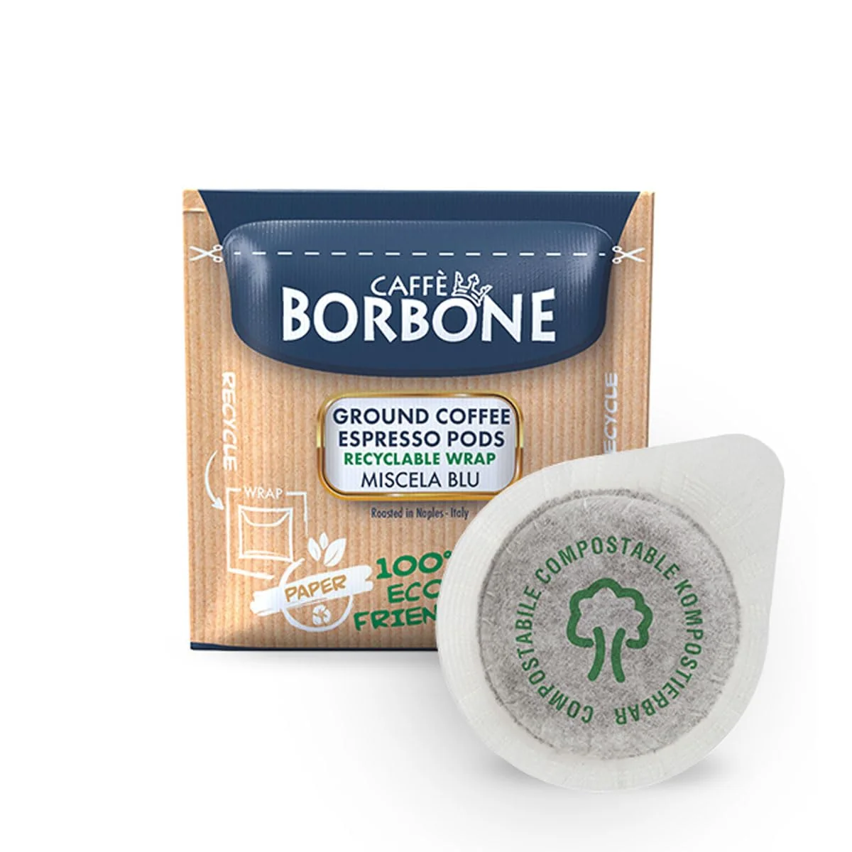 Healthy Caffe Borbone Espresso Paper Pods Blue Blend Balanced Full-Bodied Medium Roast ESE Pods Italian Espresso 50 Count High-Quality