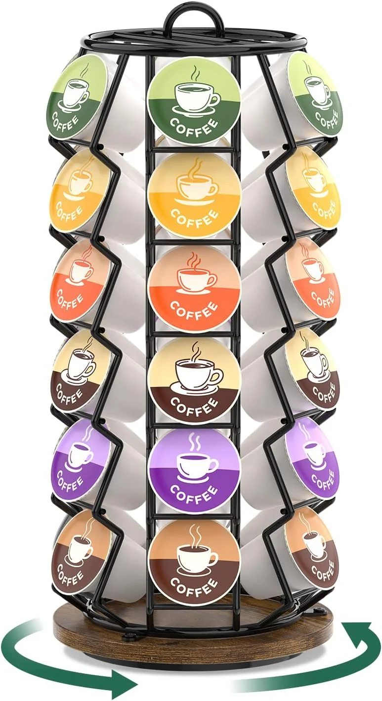 Original EsLuker.ly K Cup Coffee Pod Holder Organizer Carousel for Counter Rotating Metal Rack Stand Small for 36 Pods Home Office Kitchen Storage Practical