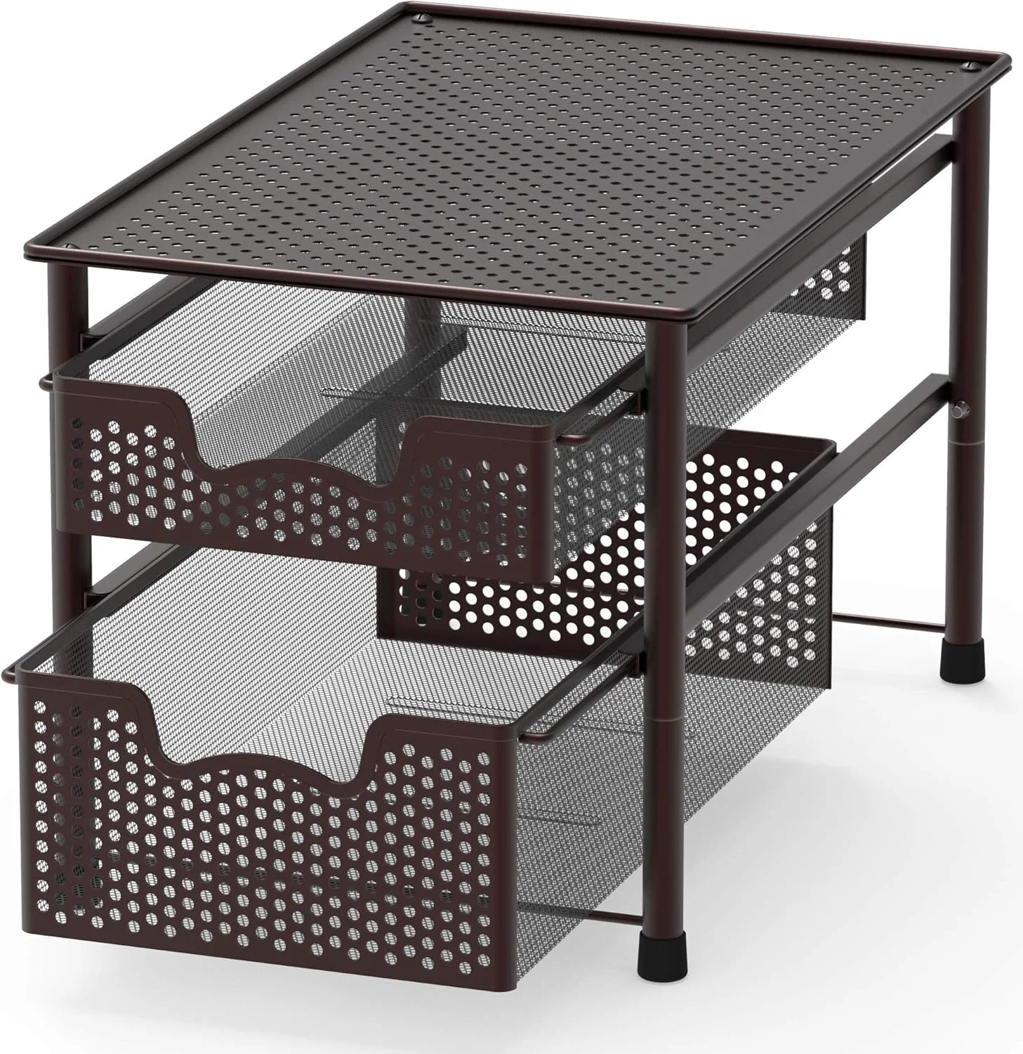 Fine Crafted Simple Houseware Stackable 2 Tier Sliding Basket Organizer Drawer Bronze Expertly Made