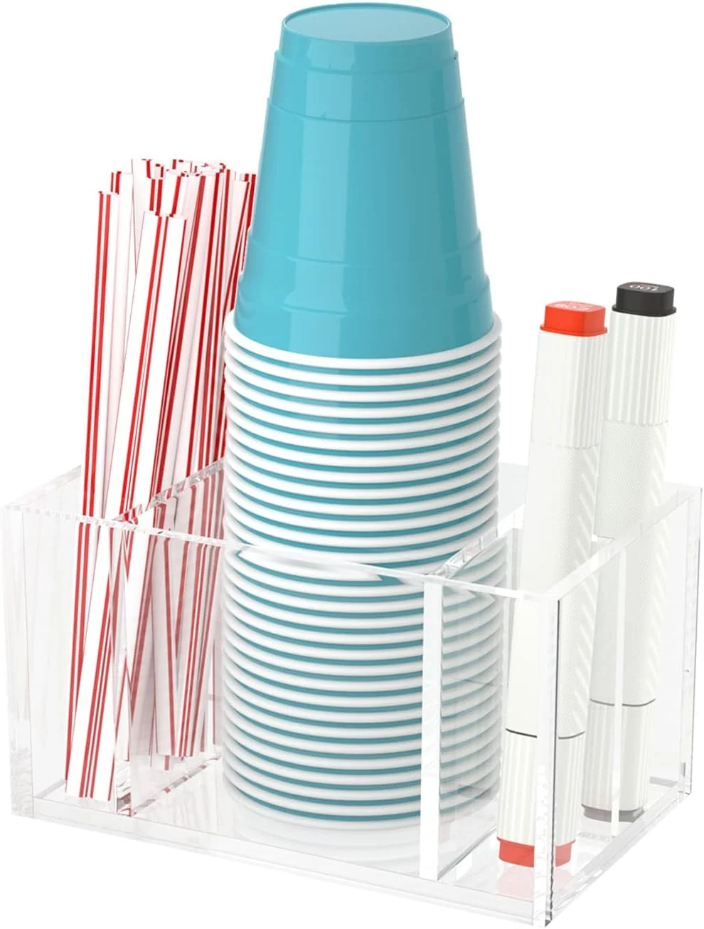 Flexible Cup Holder with Slot Mark Your Cup Party Dispenser Acrylic Cup Organizer and Bar Counter Decor Clear Pure