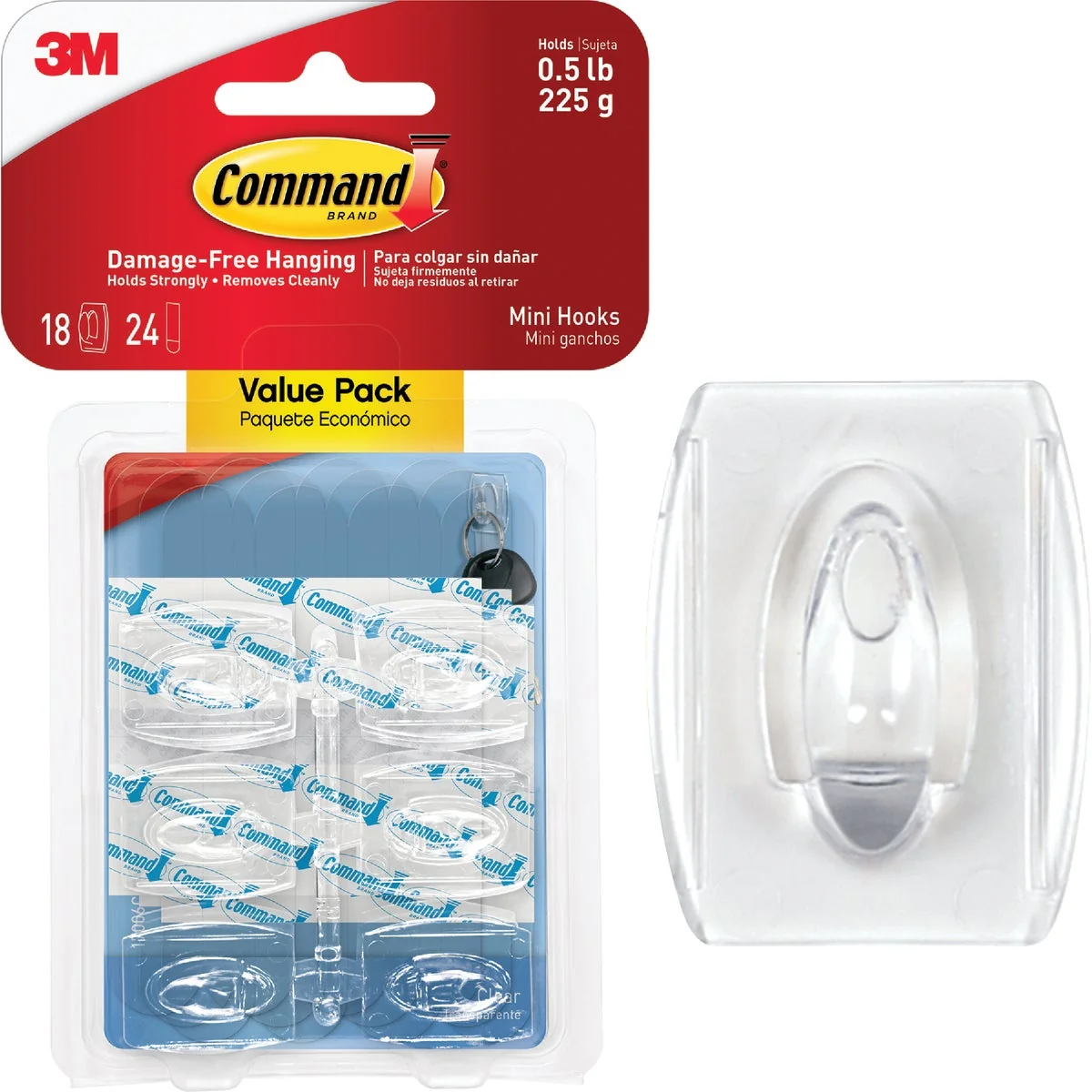 Versatile 3M Command Clear Mini Adhesive Hook Genuine