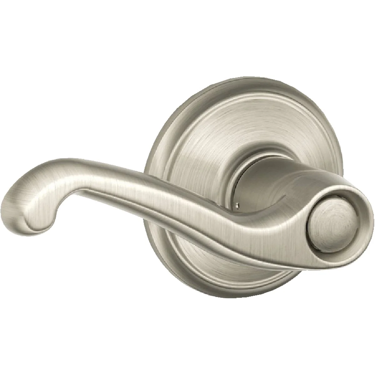 Secure Schlage Satin Nickel Flair Passage Door Lever Clean
