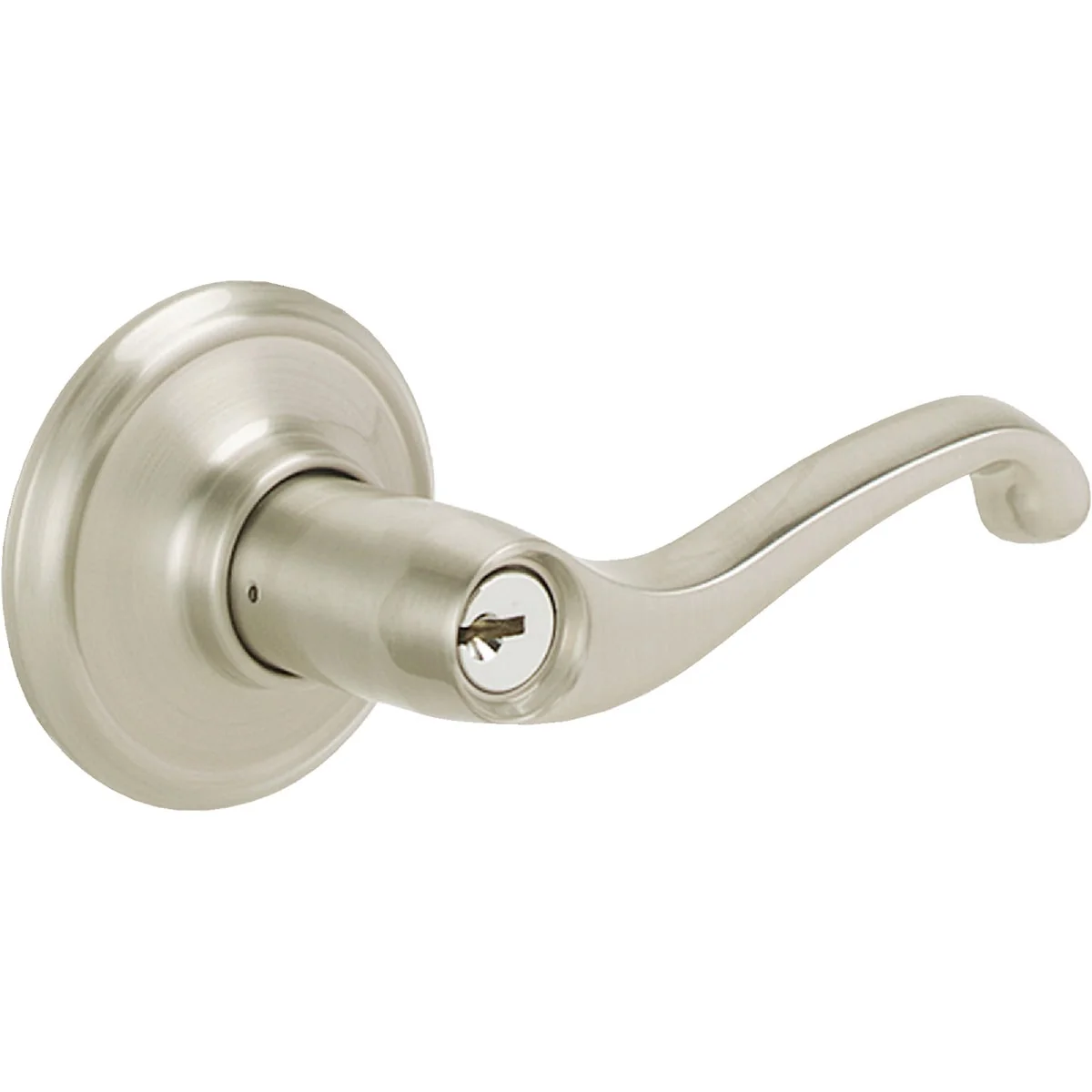Effective Schlage Satin Nickel Flair Entry Door Lever Fashionable