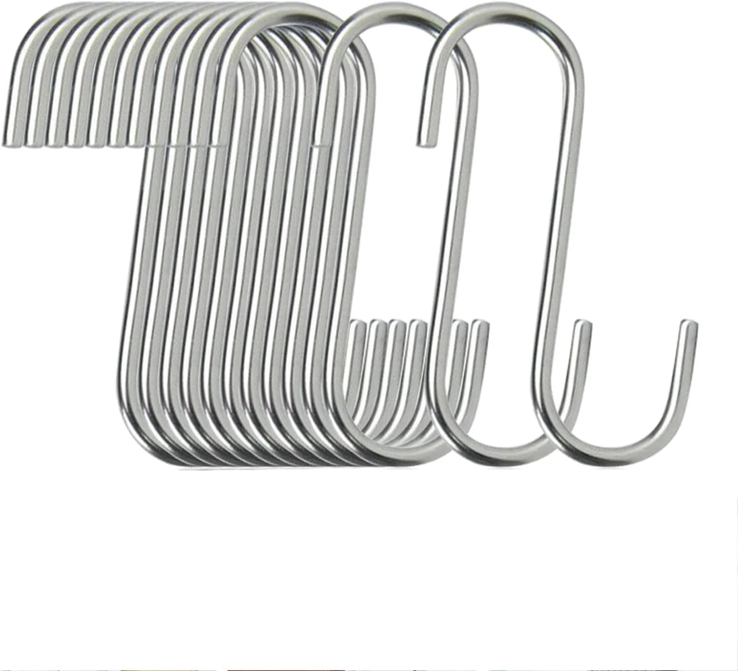 Crafted 100-Pack Stainless Steel S Hooks – Heavy Duty Reusable Modern Minimalist Design for Kitchen Closet Bathroom Rack Shelf Holder Exceptional