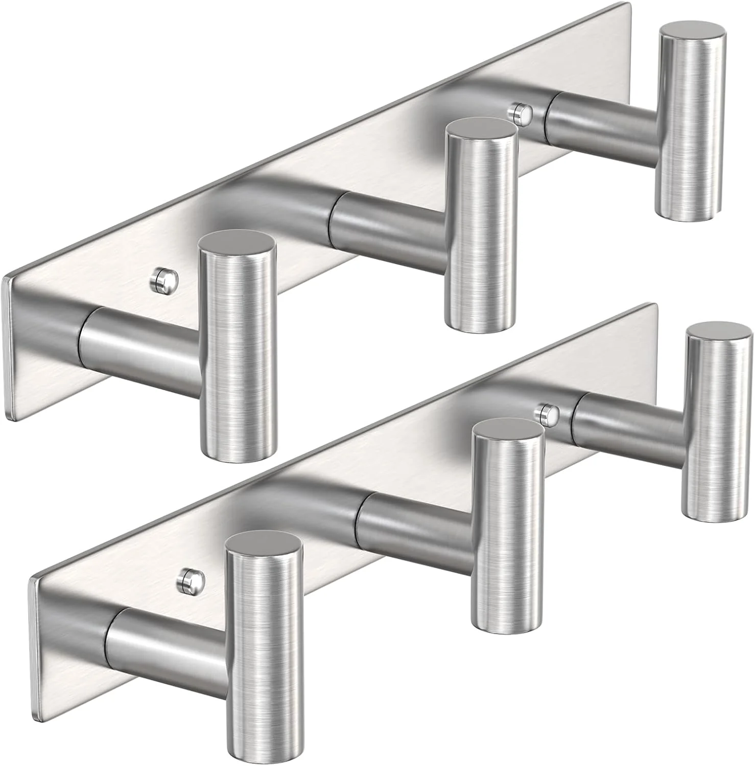Premium Material Vaehold Silvery Hat and Coat Wall Mount Rack – 3 Hooks for Robes Bags Keys and Towels – Bathroom Towel Hanger Organizer 2 Pack Original Design