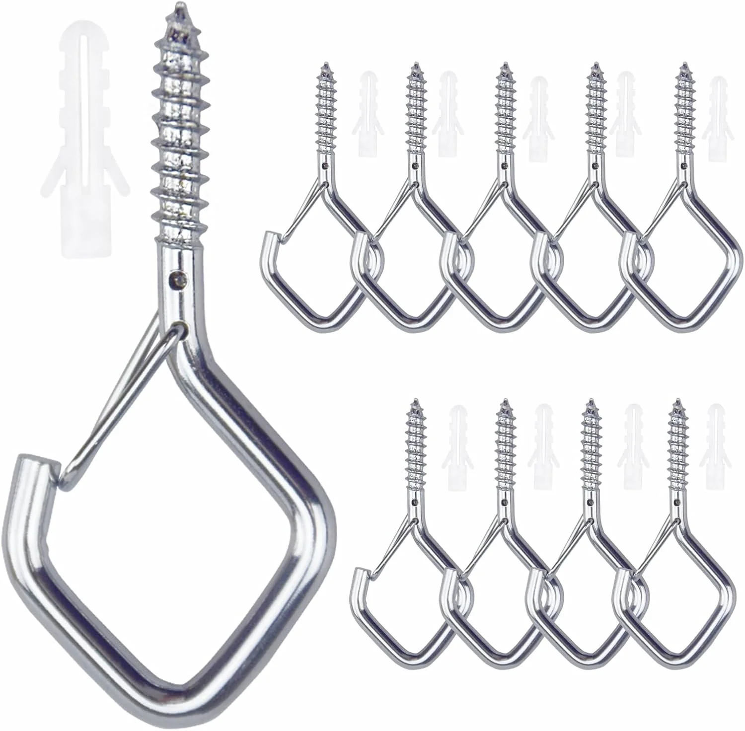 Premium Material 10 PCS Eye Screw Hooks for Hanging Heavy Duty with Safety Buckle.Metal Ceiling Hooks for Hanging Plants Cup Wind Chime Bird Feeders christmas String Lights at Indoor amp Outdoor 2.36 Inch No Drill Bit Crafted