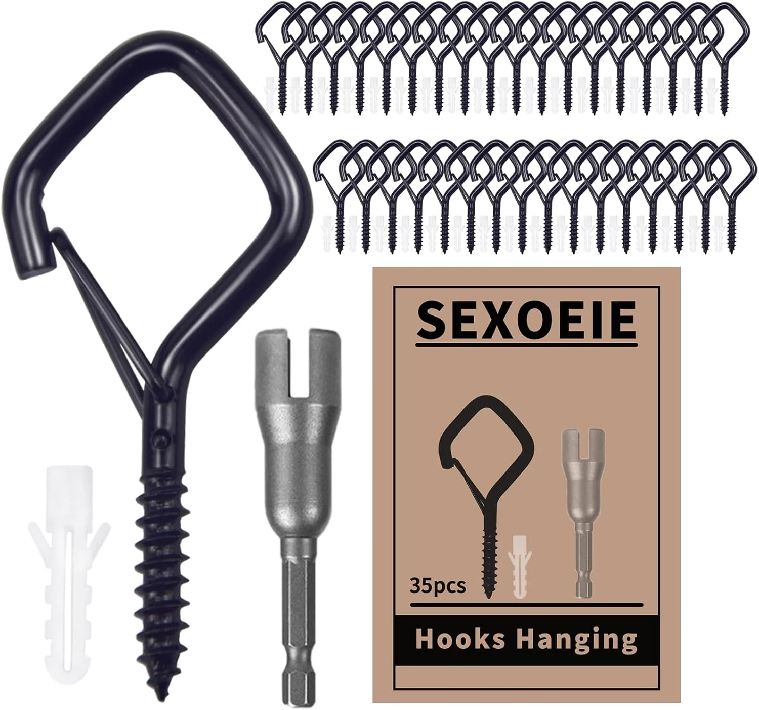 Healthy 35 PCS Eye Screw Hooks for Hanging Heavy Duty with Safety Buckle.Metal Ceiling Hooks for Hanging Plants Cup Wind Chime Bird Feeders Christmas String Lights at Indoor amp Outdoor 2.36 Inches Black Powerful