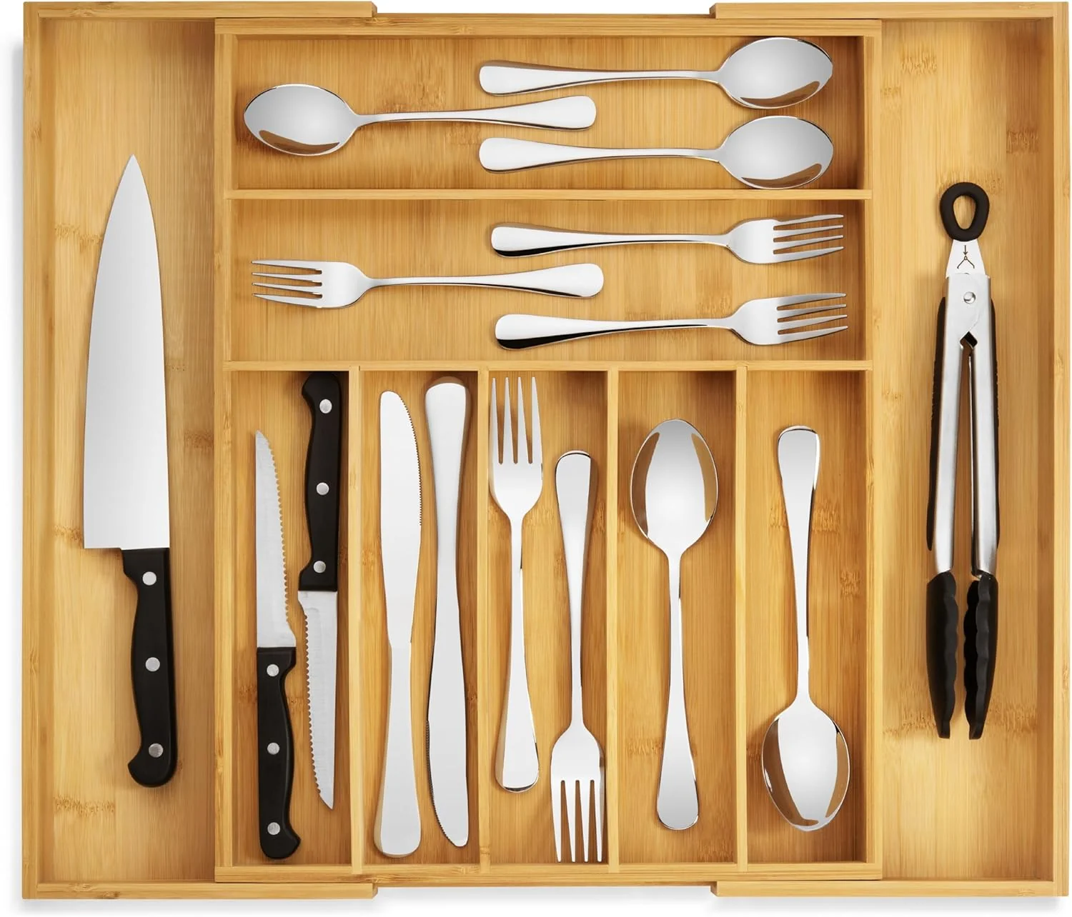 Proven Purawood Bamboo Drawer Organizer – Expandable Silverware Organizer Utensil Drawer Organizer Cutlery Tray with Dividers Relaxed