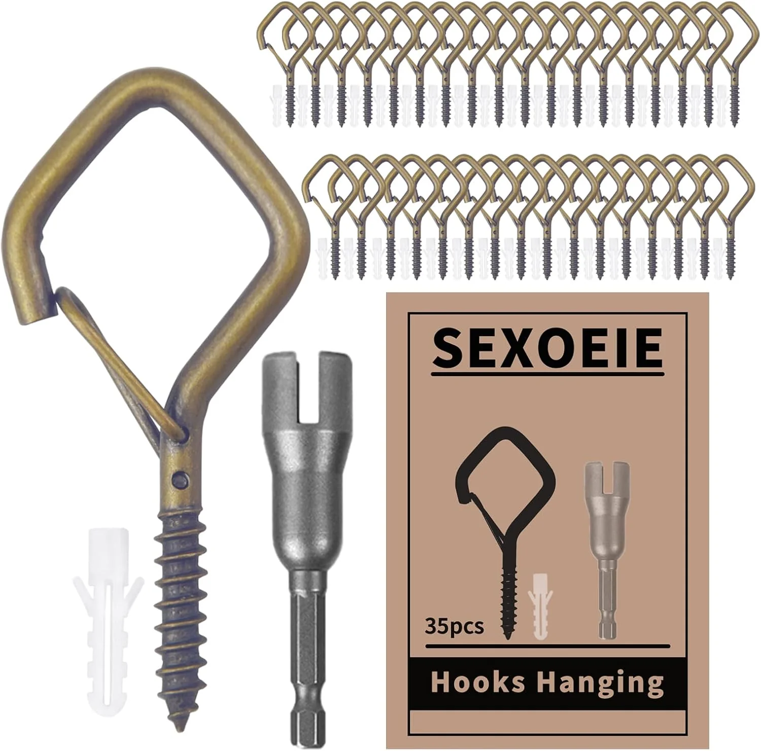 Reusable 35PCS Eye Screw Hooks for Hanging Heavy Duty with Safety Buckle.Metal Ceiling Hooks for Hanging Plants Cup Wind Chime Bird Feeders String Lights at Indoor amp Outdoor 2.36 Inches Bronze High-Performance