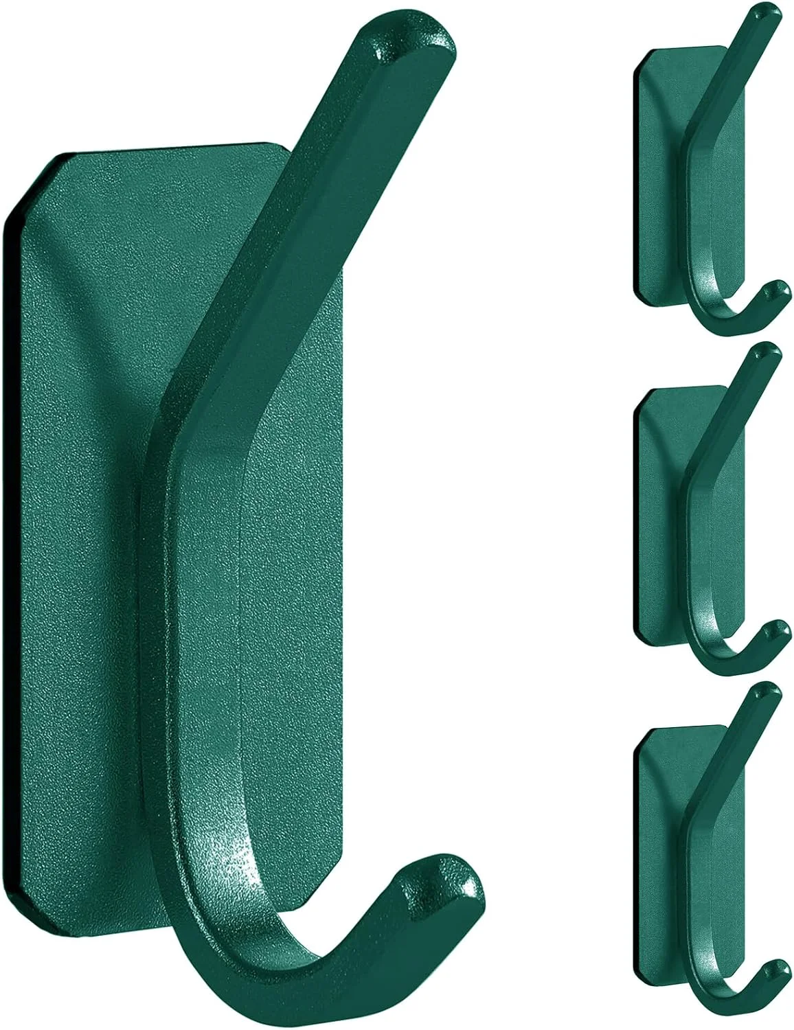 Optimized Paoli Heavy Duty Adhesive Wall Hooks 30 lb Max Load Waterproof Hooks for Bathroom Towels Coats Bags No Drill Damage- for Renters Apartment Dorm Matte Emerald 4 Pack Soft