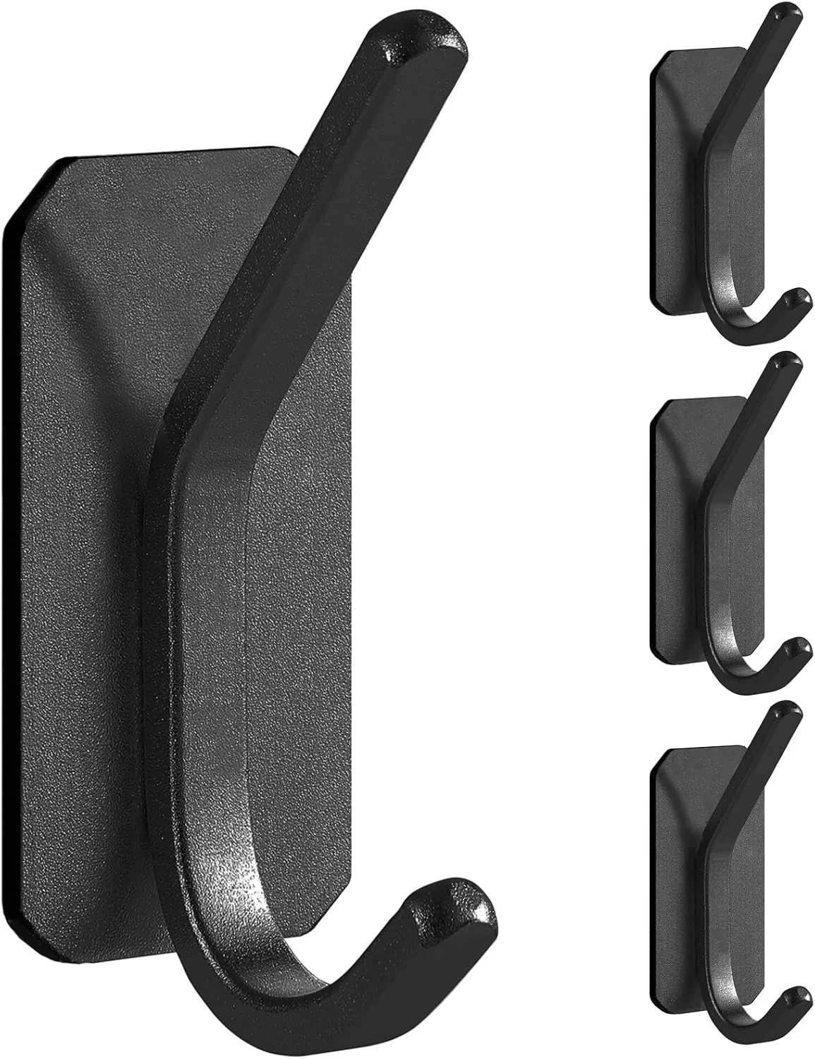 Flexible Paoli Heavy Duty Adhesive Wall Hooks 30 lb Max Load Waterproof Hooks for Bathroom Towels Coats Bags No Drill Damage- for Renters Apartment Dorm Matte Black 4 Pack Fast