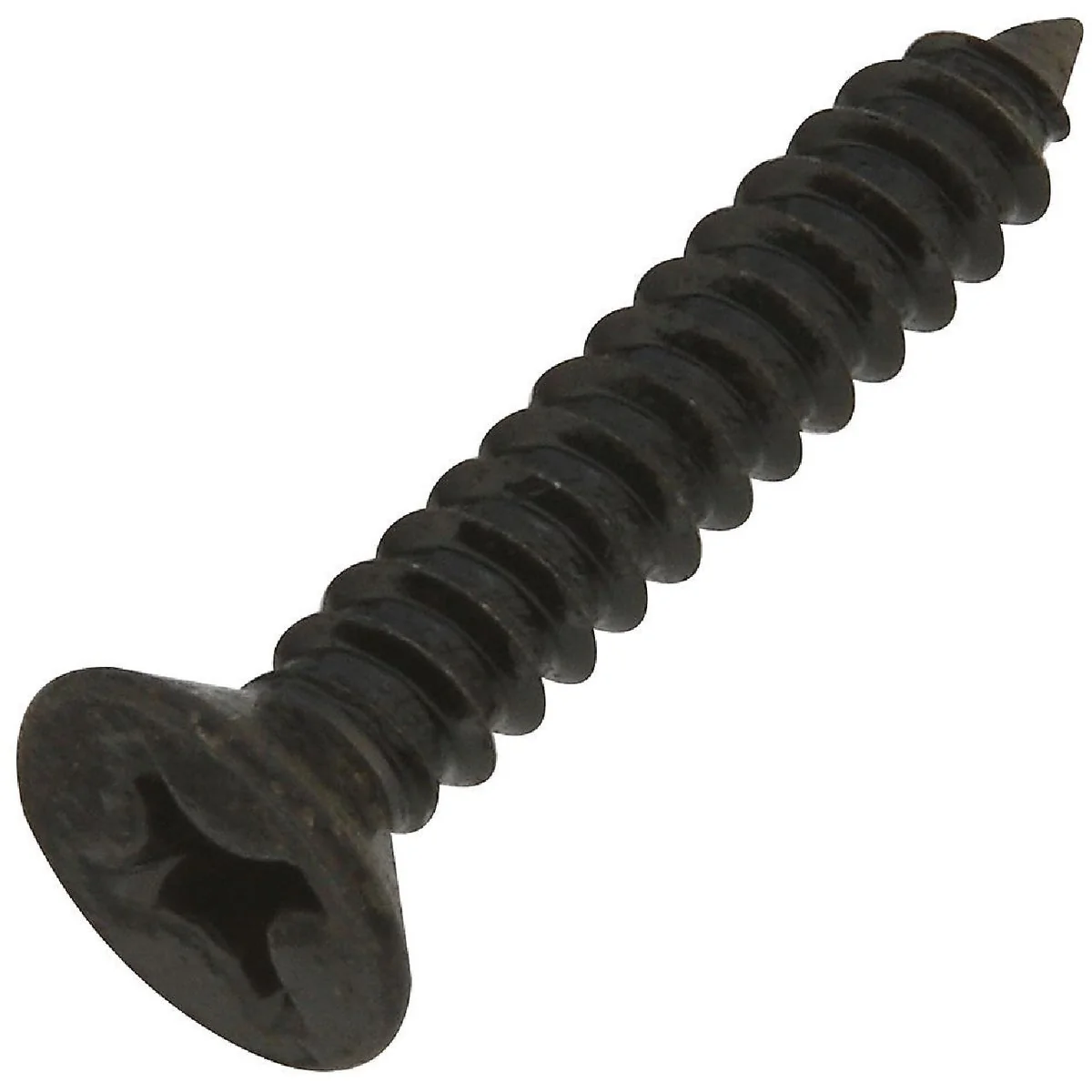 Powerful National 12 x 1-1 4 In. Phillips Flat Head Black Wood Screw 18 Ct. Traditional