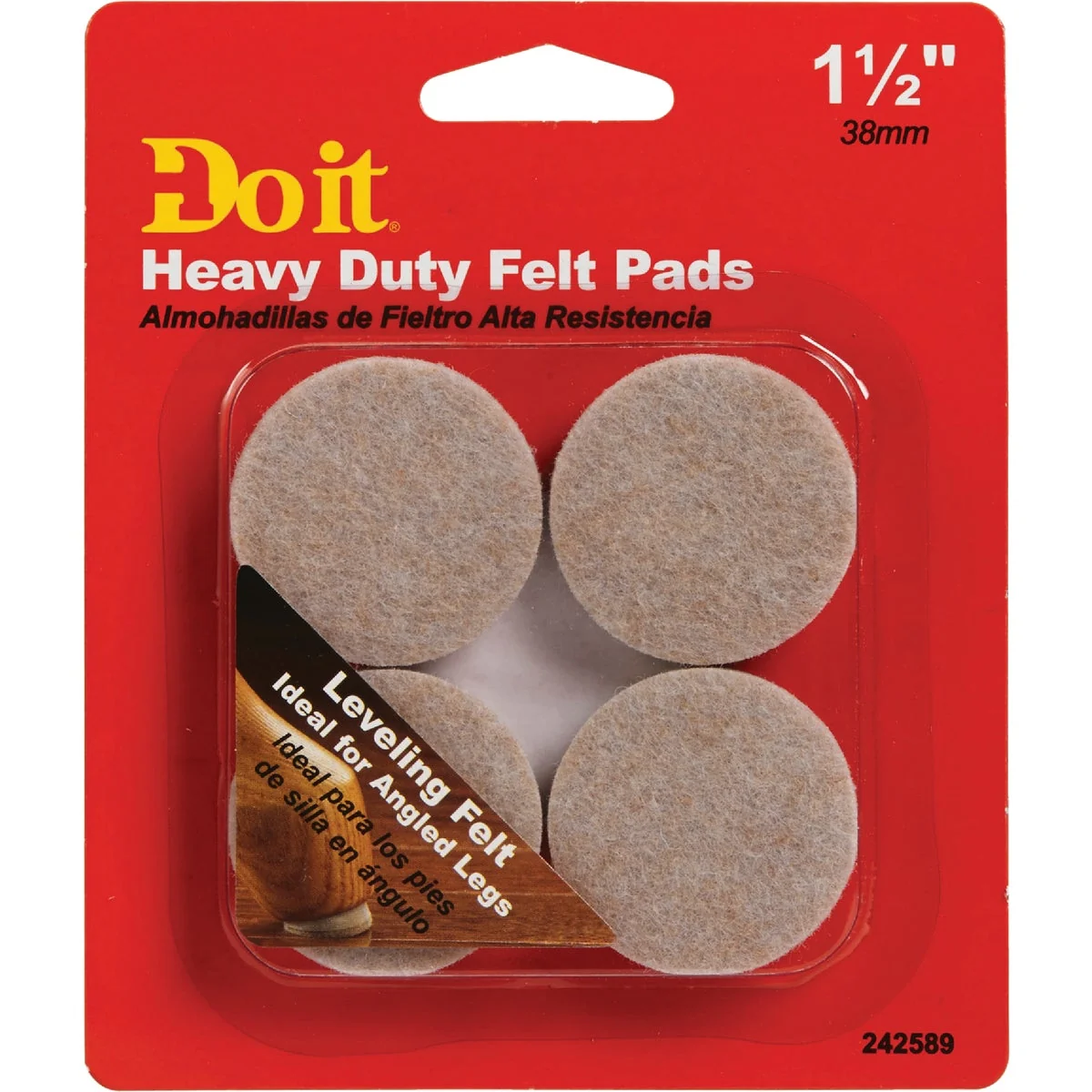 Unique Do it Leveling 1-1 2 In. Dia x 9mm H Round Self Adhesive Furniture Glide 4-Pack Reliable
