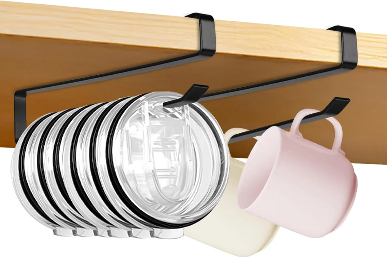 Exclusive Tumbler Lid Organizer 2 Pack Coffee Mug Holder for Yeti Tumbler Lid Space Saving Mug Hanger Rack Holds Up to 12 Lids Cup Holder Under Cabinet Exceptional