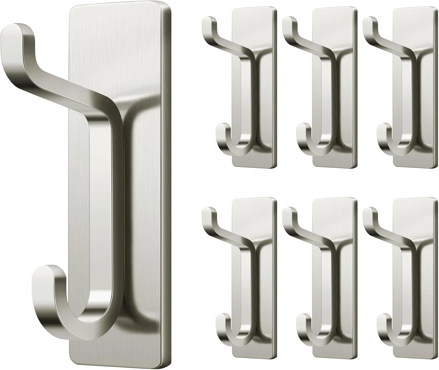 Organic pickpiff Wall Hooks for Coat and Towel 13LB Adhesive Door Hanger Stick on Brushed Nickel 6 Pack Consistent