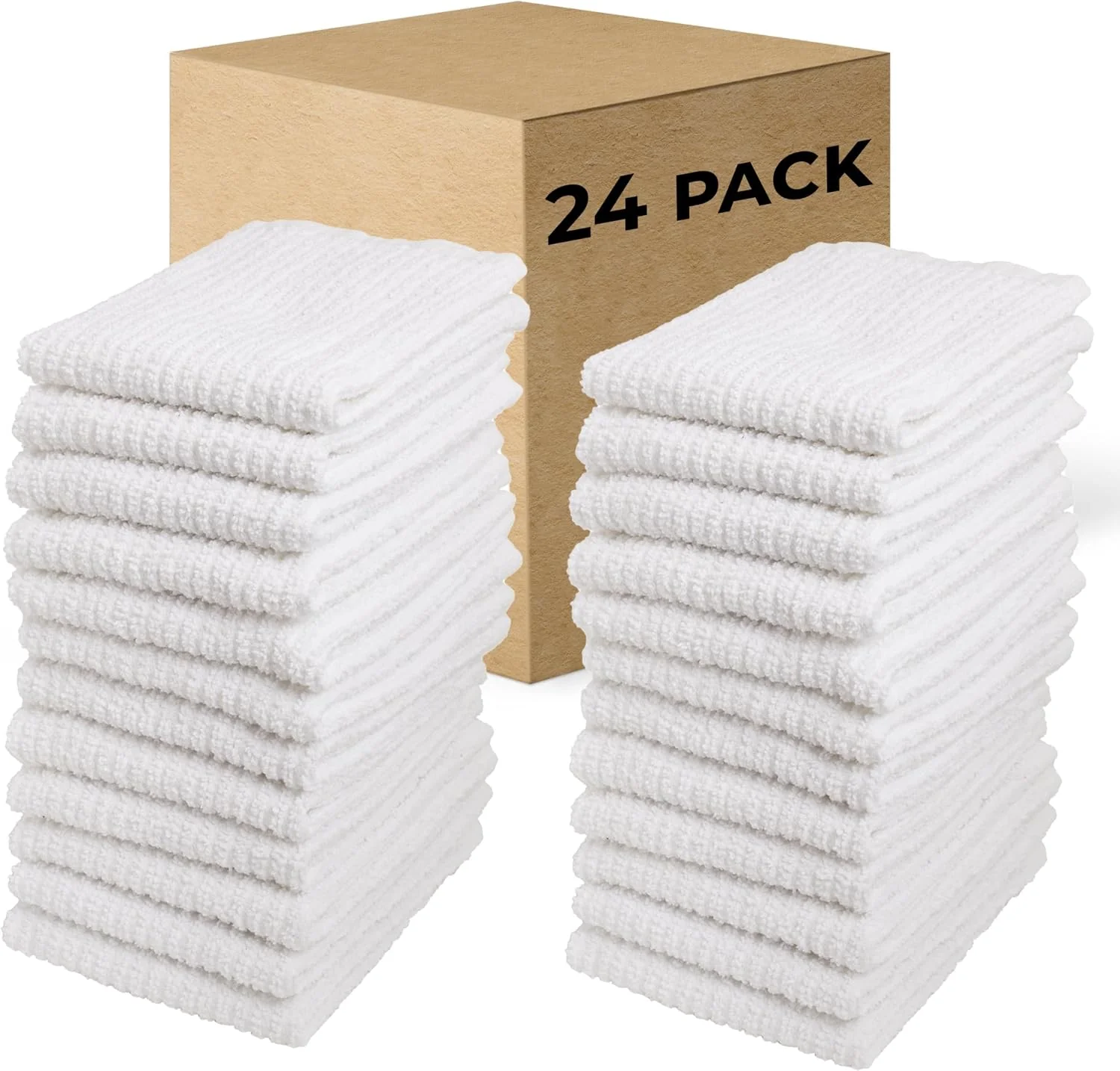 Powerful White Cotton Bar Mop Dish Cloths Set of 24 – Machine Washable Breathable