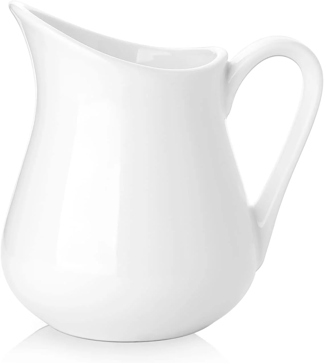 Fine Crafted Nucookery 12 Oz Ceramic Creamer with Handle White Coffee Milk Pitcher Porcelain Creamer Container Holder For Sauces Salad Coffee Milk Fast