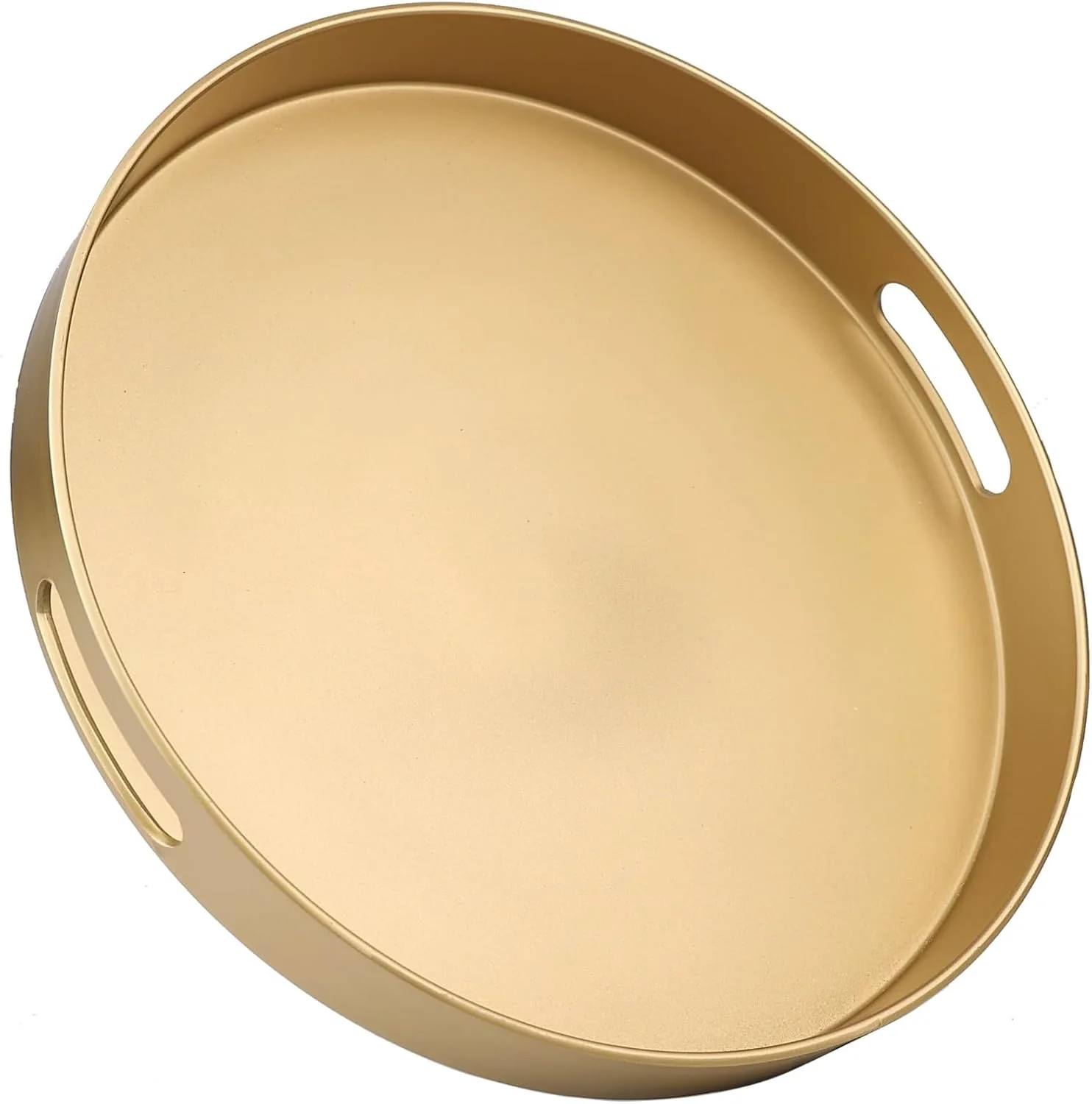 Original Round Gold Decorative Serving Tray with Handles 13 Versatile Ottoman Tray for Coffee Table Entertaining Outdoor Patio Living Room Long-Lasting