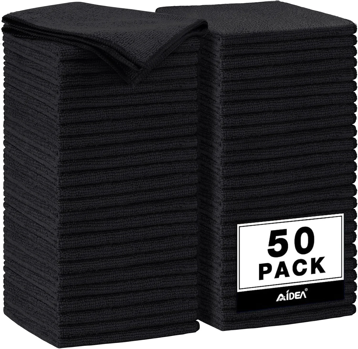 Modern AIDEA Microfiber Cleaning Cloth Black 50PK Microfiber Towels 11.5×11.5 First-Class