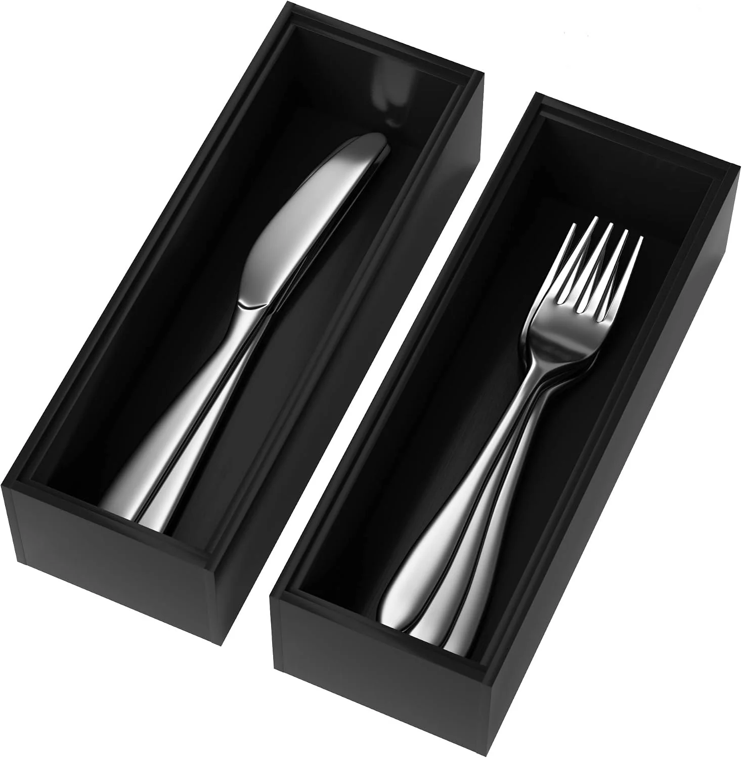High-Grade Lixple Bamboo Kitchen Drawer Organizer 2 Pack 9 x 3 x 2 Black Carefully Designed
