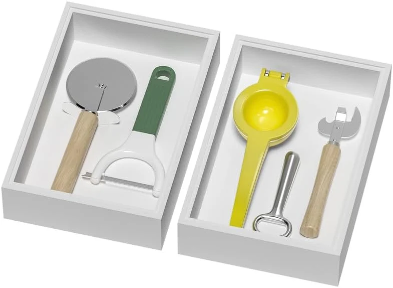 Safe Lixple Bamboo Kitchen Drawer Organizer 2 Pack 9 x 6 x 2 White Fast